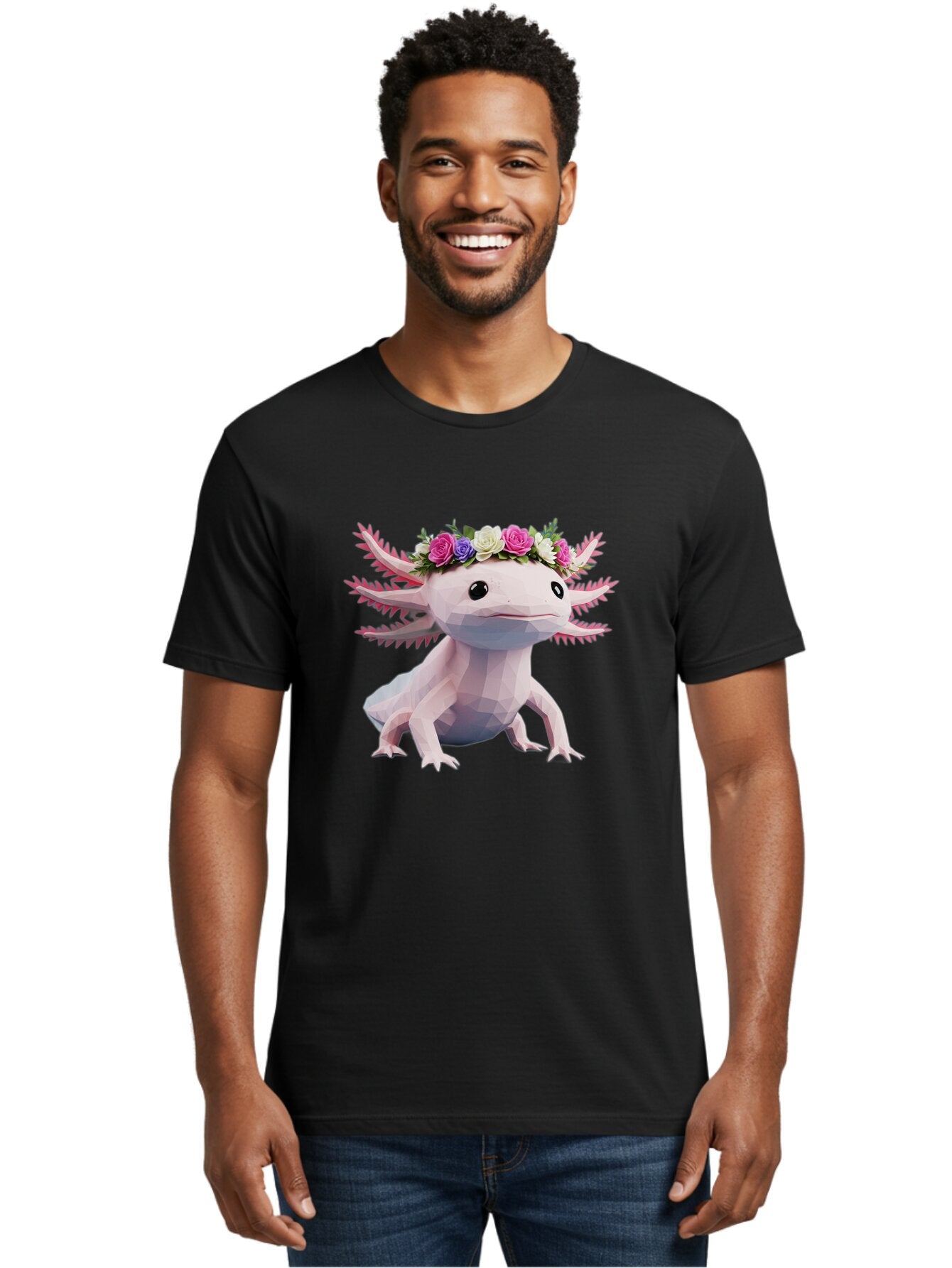 Axolotl-With-Flower-Crown Men'S Graphic Tee, 100% Cotton, Comfortable Casual Summer Wear, Machine Washable, Vintage Camera, Old Camera, Antique Camera, Black Camera, Classic Photography, Photography Equipment, Nostalgic Device, Film Camera, Baq311 23