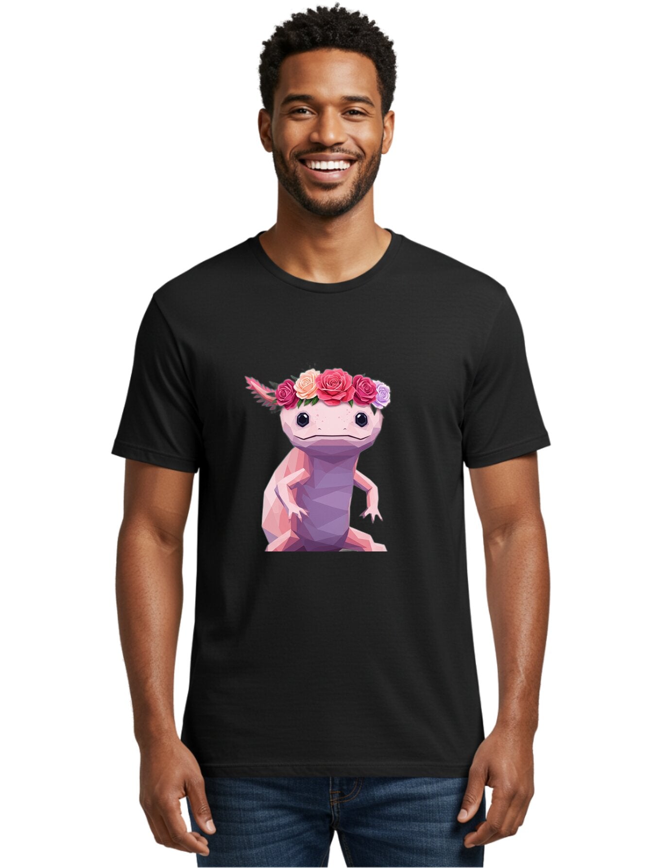Axolotl-With-Flowers-1 Men'S Graphic Tee, 100% Cotton, Comfortable Casual Summer Wear, Machine Washable, Vintage Camera, Old Camera, Antique Camera, Black Camera, Classic Photography, Photography Equipment, Nostalgic Device, Film Camera, Baq312 30