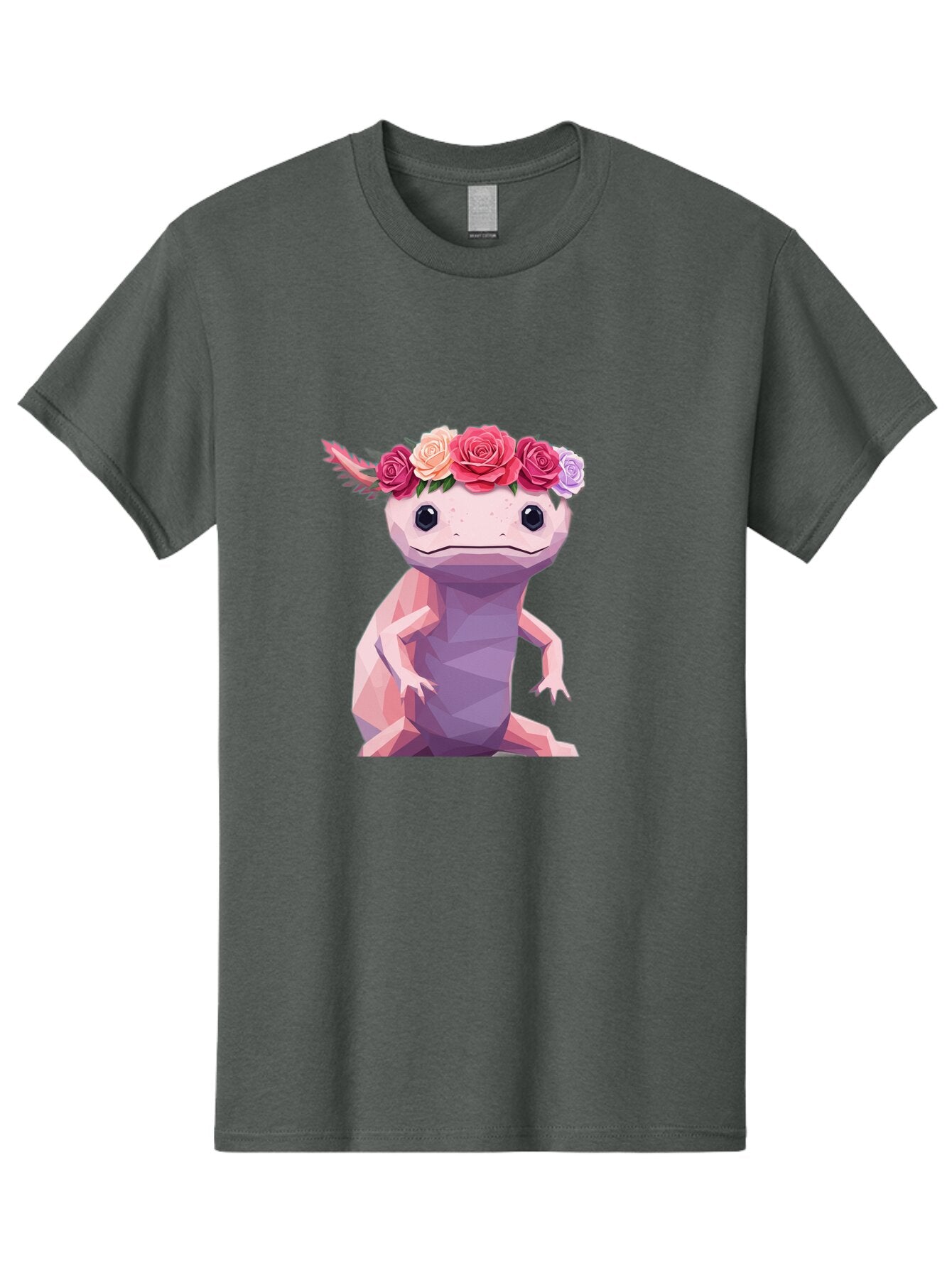 Axolotl-With-Flowers-1 Men'S Graphic Tee, 100% Cotton, Comfortable Casual Summer Wear, Machine Washable, Vintage Camera, Old Camera, Antique Camera, Black Camera, Classic Photography, Photography Equipment, Nostalgic Device, Film Camera, Baq312