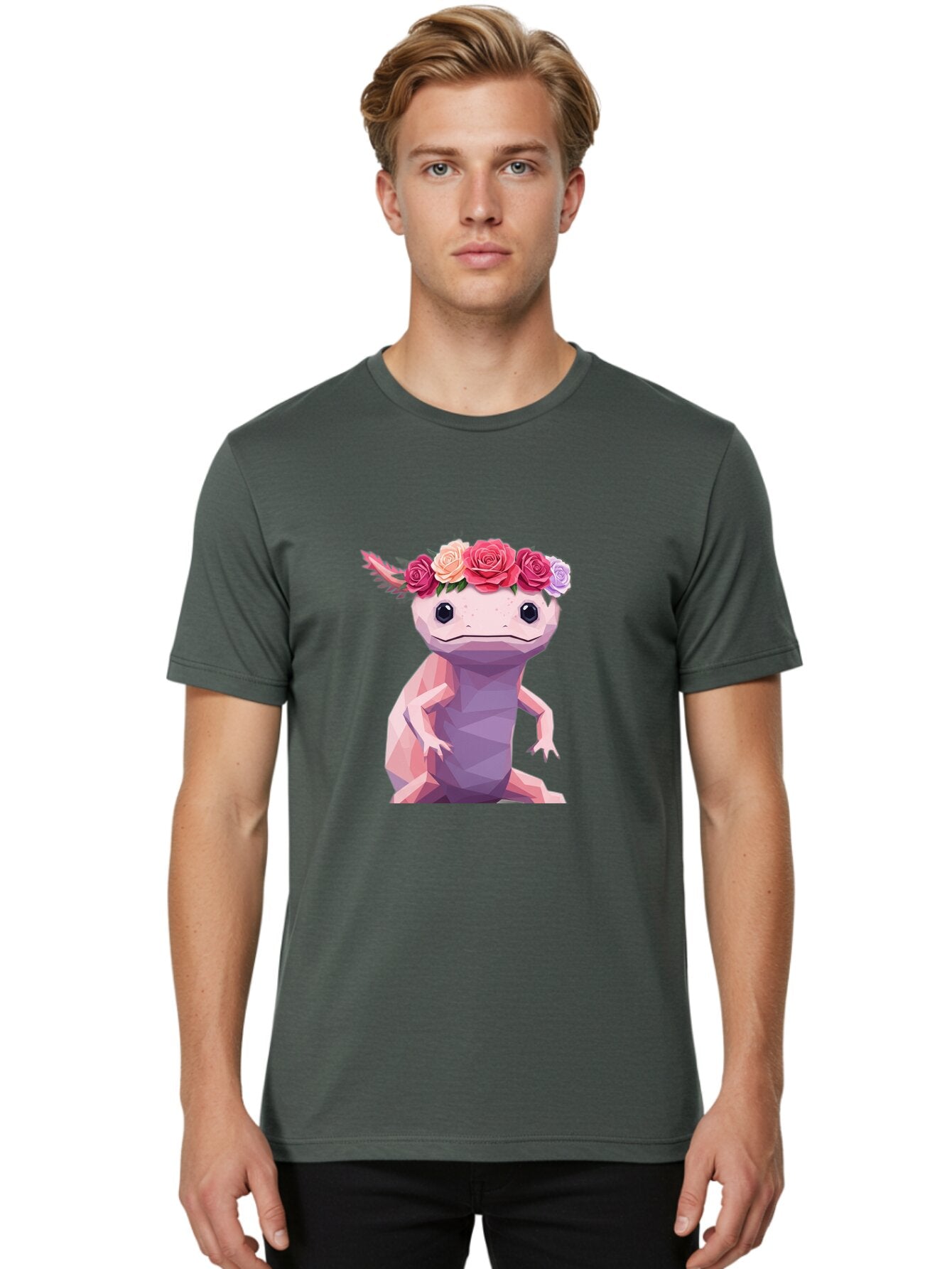 Axolotl-With-Flowers-1 Men'S Graphic Tee, 100% Cotton, Comfortable Casual Summer Wear, Machine Washable, Vintage Camera, Old Camera, Antique Camera, Black Camera, Classic Photography, Photography Equipment, Nostalgic Device, Film Camera, Baq312 21