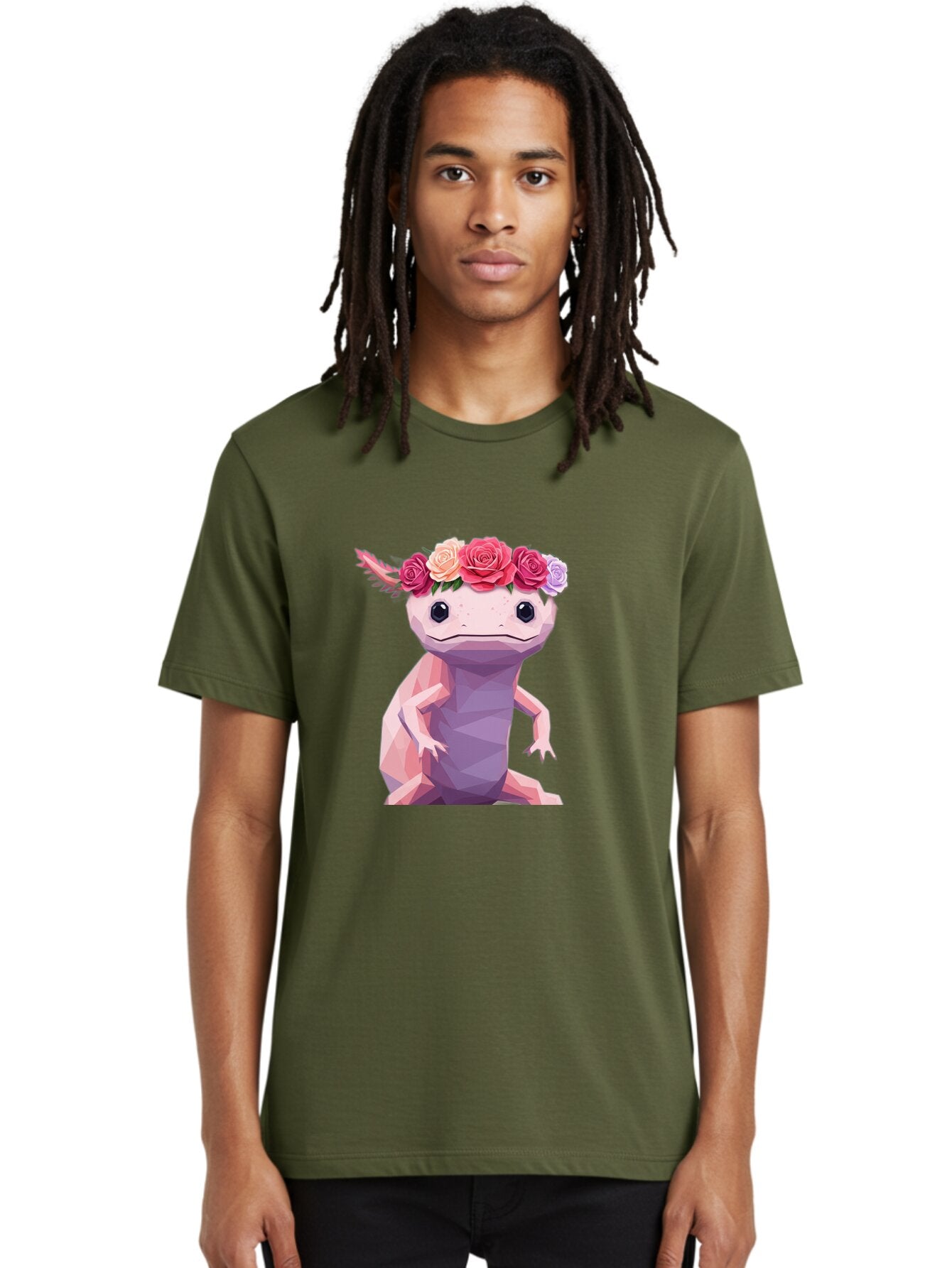 Axolotl-With-Flowers-1 Men'S Graphic Tee, 100% Cotton, Comfortable Casual Summer Wear, Machine Washable, Vintage Camera, Old Camera, Antique Camera, Black Camera, Classic Photography, Photography Equipment, Nostalgic Device, Film Camera, Baq312 25