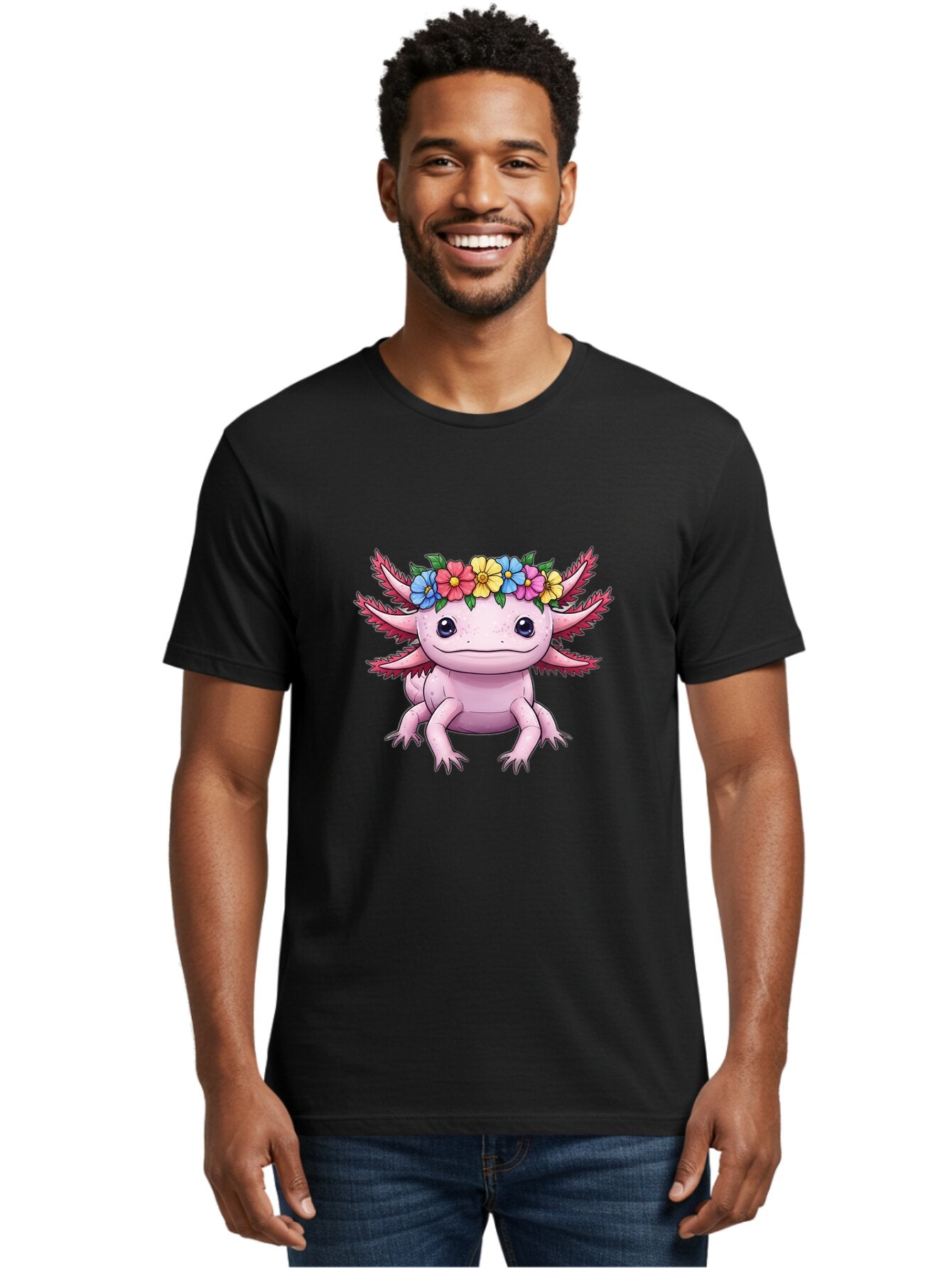 Axolotl-With-Flowers-2 Men'S Graphic Tee, 100% Cotton, Comfortable Casual Summer Wear, Machine Washable, Vintage Camera, Old Camera, Antique Camera, Black Camera, Classic Photography, Photography Equipment, Nostalgic Device, Film Camera, Baq313 26