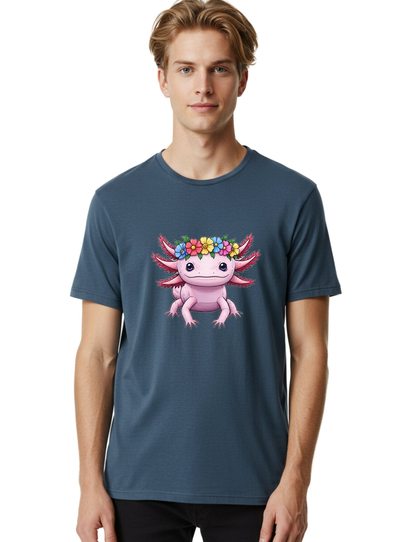 Axolotl-With-Flowers-2 Men'S Graphic Tee, 100% Cotton, Comfortable Casual Summer Wear, Machine Washable, Vintage Camera, Old Camera, Antique Camera, Black Camera, Classic Photography, Photography Equipment, Nostalgic Device, Film Camera, Baq313 18