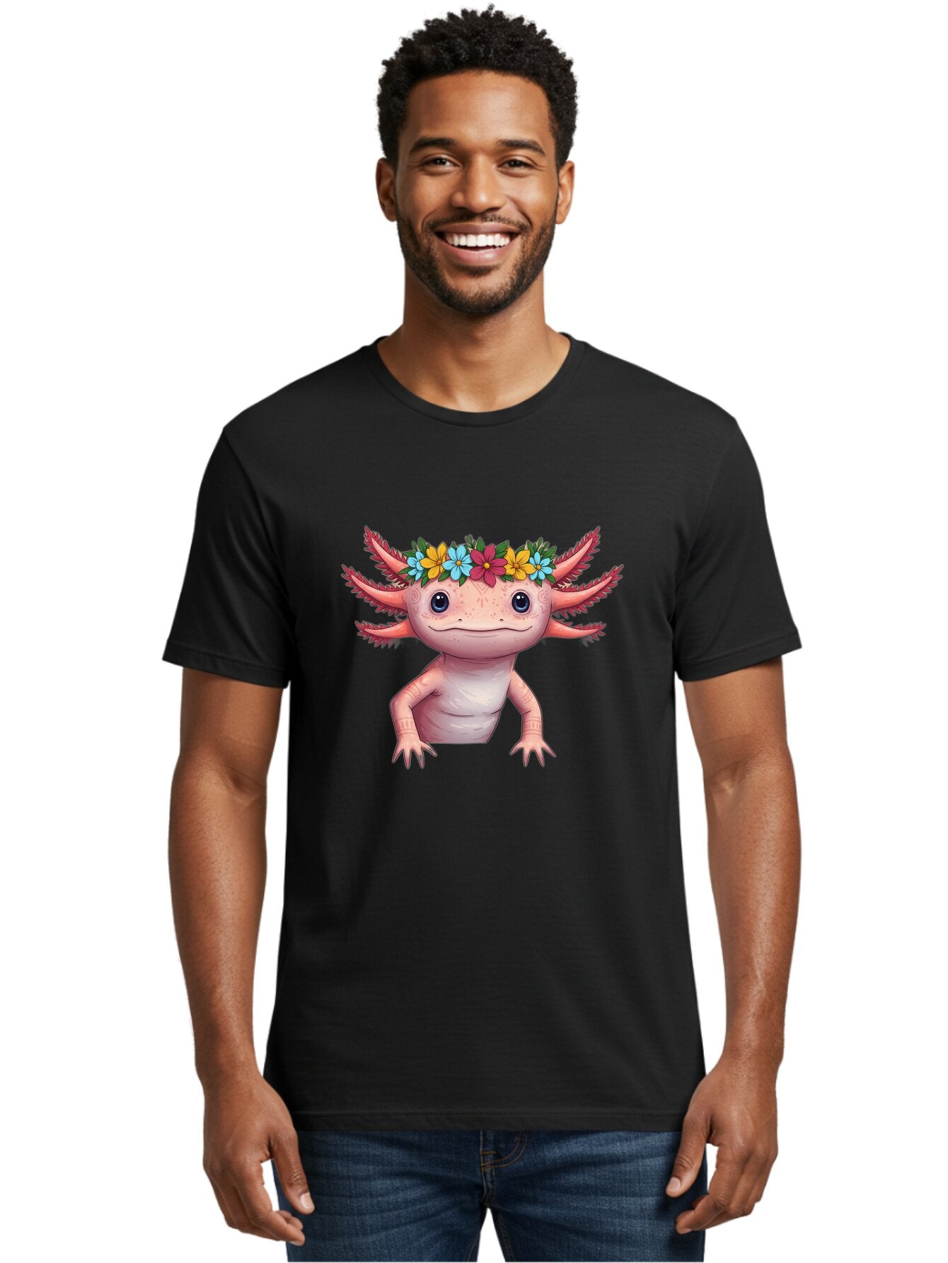 Axolotl-With-Flowers-3 Men'S Graphic Tee, 100% Cotton, Comfortable Casual Summer Wear, Machine Washable, Vintage Camera, Old Camera, Antique Camera, Black Camera, Classic Photography, Photography Equipment, Nostalgic Device, Film Camera, Baq314 18