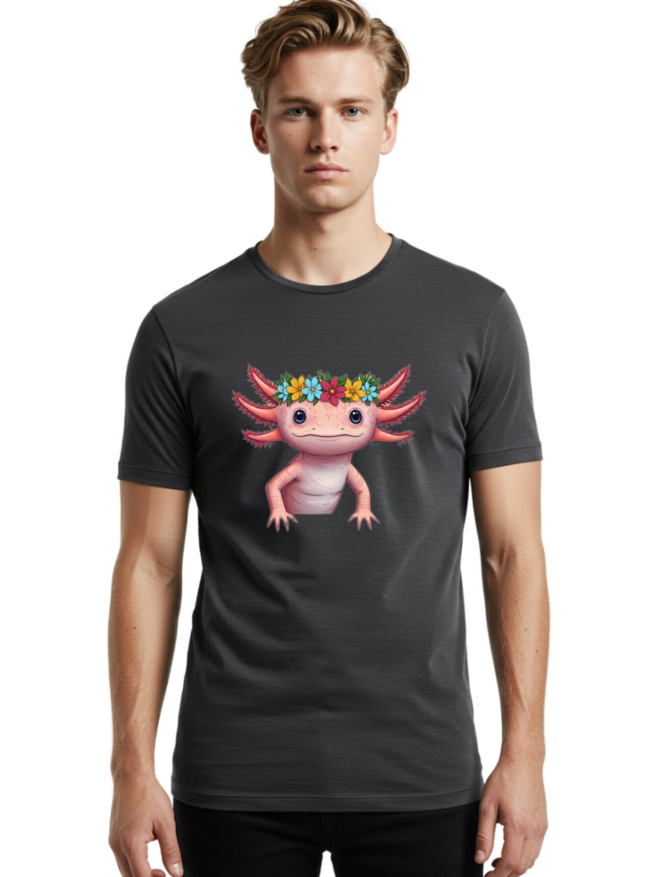 Axolotl-With-Flowers-3 Men'S Graphic Tee, 100% Cotton, Comfortable Casual Summer Wear, Machine Washable, Vintage Camera, Old Camera, Antique Camera, Black Camera, Classic Photography, Photography Equipment, Nostalgic Device, Film Camera, Baq314 29