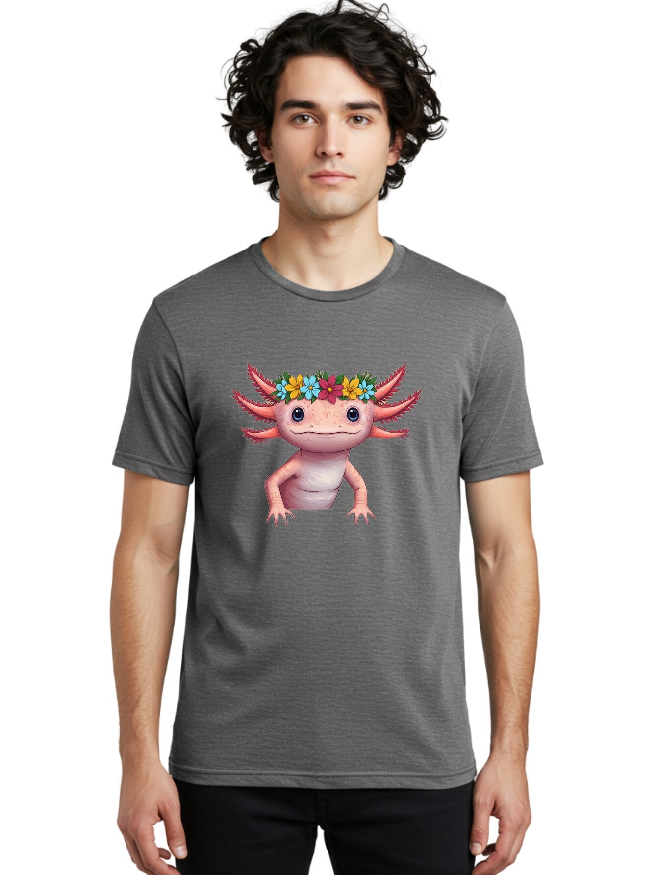 Axolotl-With-Flowers-3 Men'S Graphic Tee, 100% Cotton, Comfortable Casual Summer Wear, Machine Washable, Vintage Camera, Old Camera, Antique Camera, Black Camera, Classic Photography, Photography Equipment, Nostalgic Device, Film Camera, Baq314 25