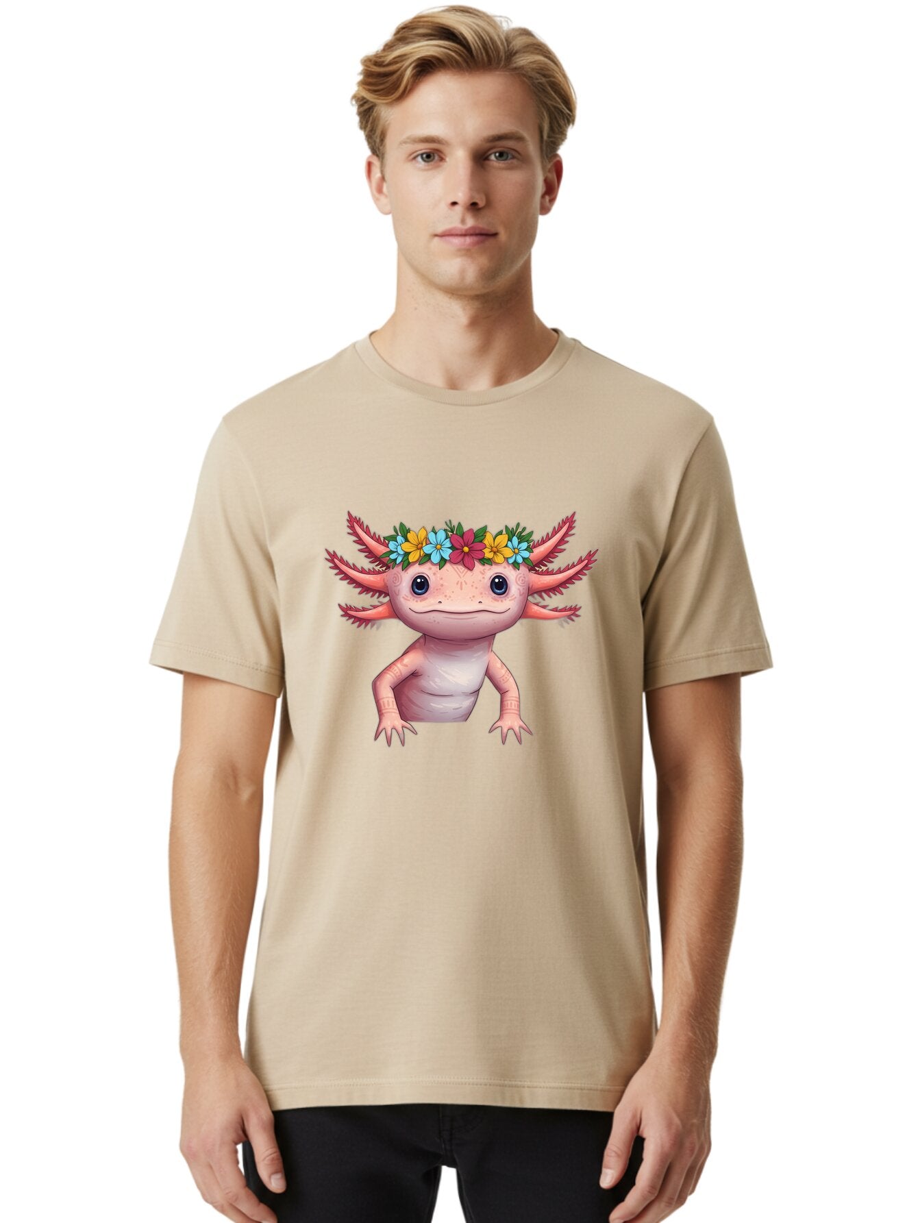 Axolotl-With-Flowers-3 Men'S Graphic Tee, 100% Cotton, Comfortable Casual Summer Wear, Machine Washable, Vintage Camera, Old Camera, Antique Camera, Black Camera, Classic Photography, Photography Equipment, Nostalgic Device, Film Camera, Baq314 20