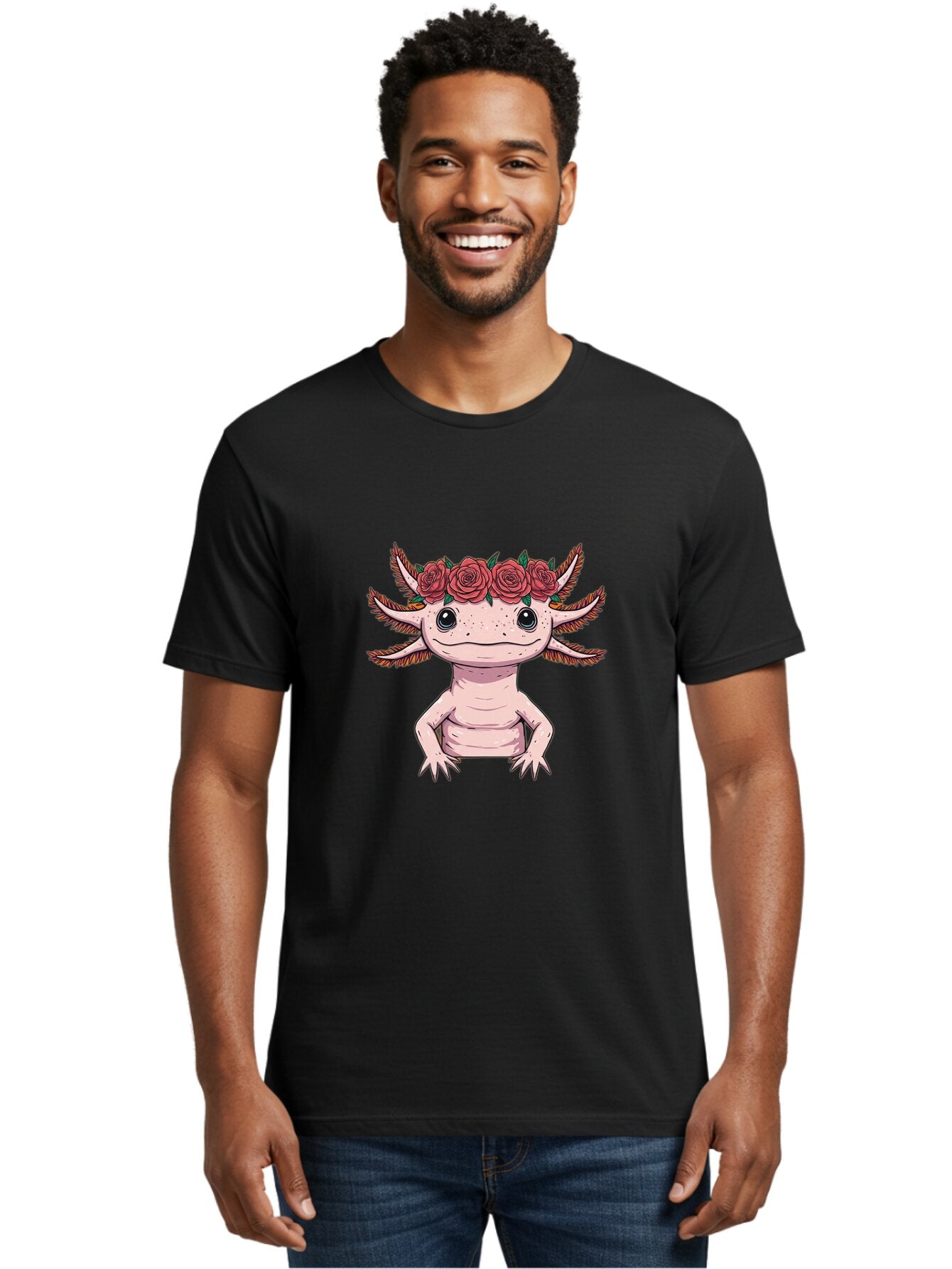 Axolotl-With-Roses Men'S Graphic Tee, 100% Cotton, Comfortable Casual Summer Wear, Machine Washable, Vintage Camera, Old Camera, Antique Camera, Black Camera, Classic Photography, Photography Equipment, Nostalgic Device, Film Camera, Baq317 16