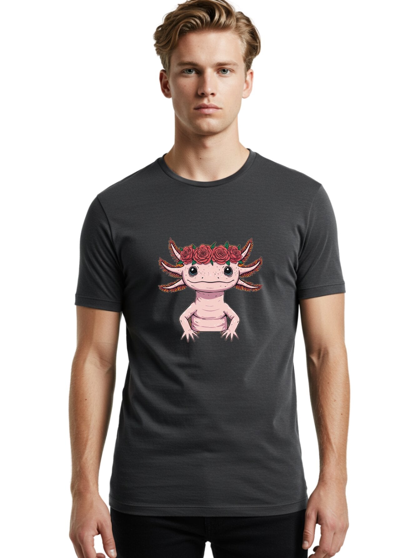 Axolotl-With-Roses Men'S Graphic Tee, 100% Cotton, Comfortable Casual Summer Wear, Machine Washable, Vintage Camera, Old Camera, Antique Camera, Black Camera, Classic Photography, Photography Equipment, Nostalgic Device, Film Camera, Baq317 22