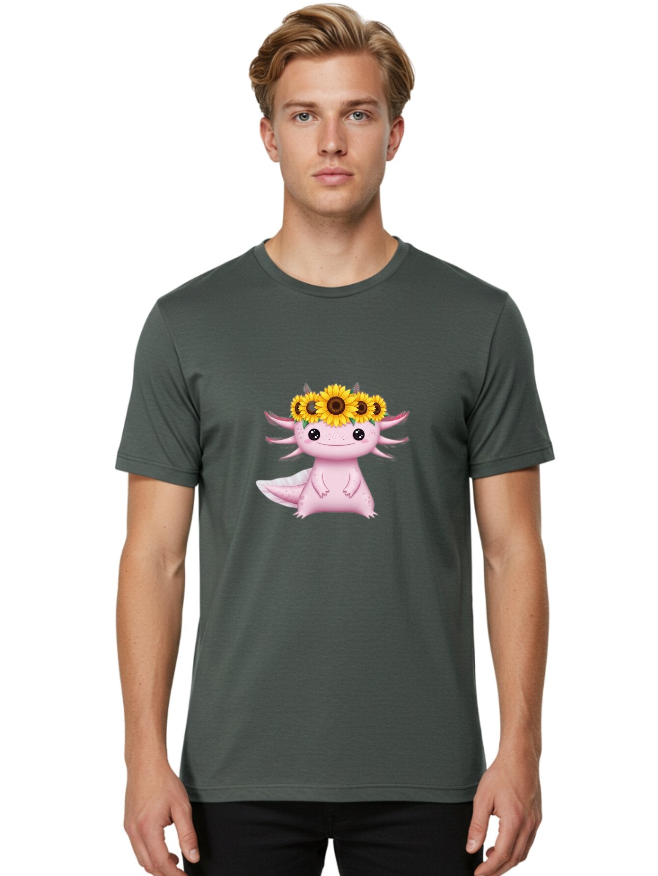 Axolotl-With-Sunflowers Men'S Graphic Tee, 100% Cotton, Comfortable Casual Summer Wear, Machine Washable, Vintage Camera, Old Camera, Antique Camera, Black Camera, Classic Photography, Photography Equipment, Nostalgic Device, Film Camera, Baq318 19