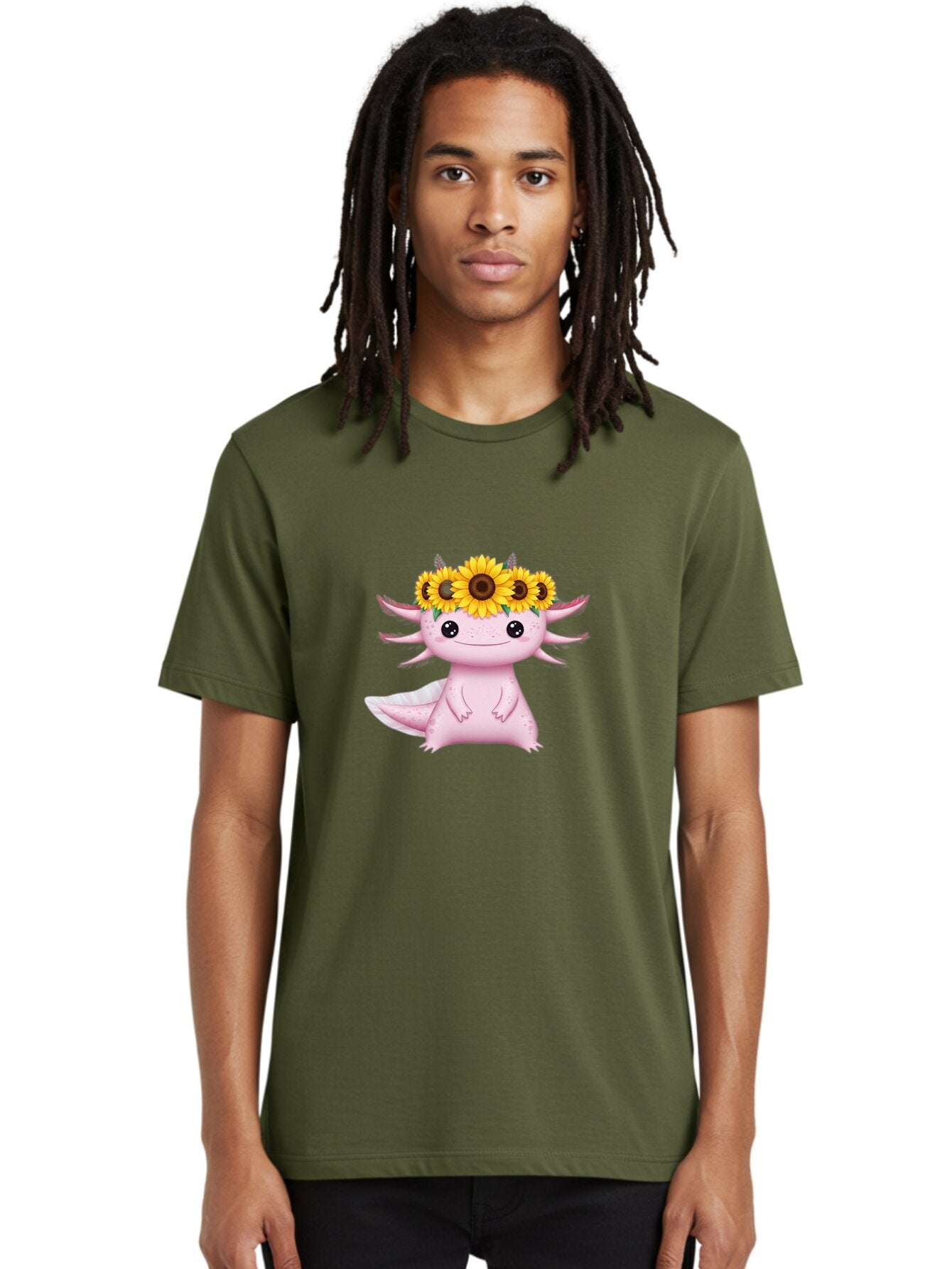 Axolotl-With-Sunflowers Men'S Graphic Tee, 100% Cotton, Comfortable Casual Summer Wear, Machine Washable, Vintage Camera, Old Camera, Antique Camera, Black Camera, Classic Photography, Photography Equipment, Nostalgic Device, Film Camera, Baq318 16