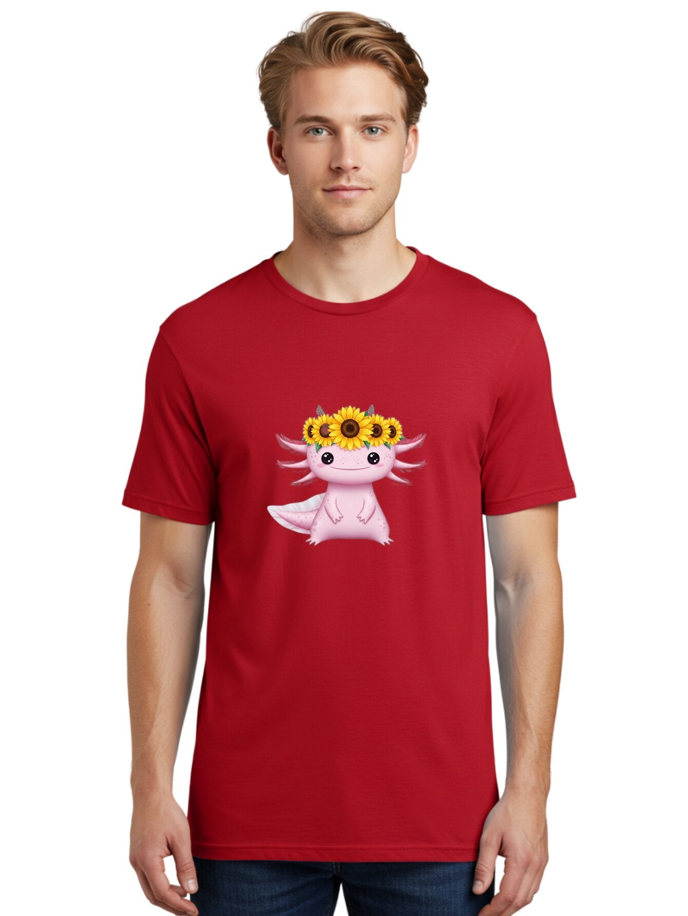 Axolotl-With-Sunflowers Men'S Graphic Tee, 100% Cotton, Comfortable Casual Summer Wear, Machine Washable, Vintage Camera, Old Camera, Antique Camera, Black Camera, Classic Photography, Photography Equipment, Nostalgic Device, Film Camera, Baq318 25