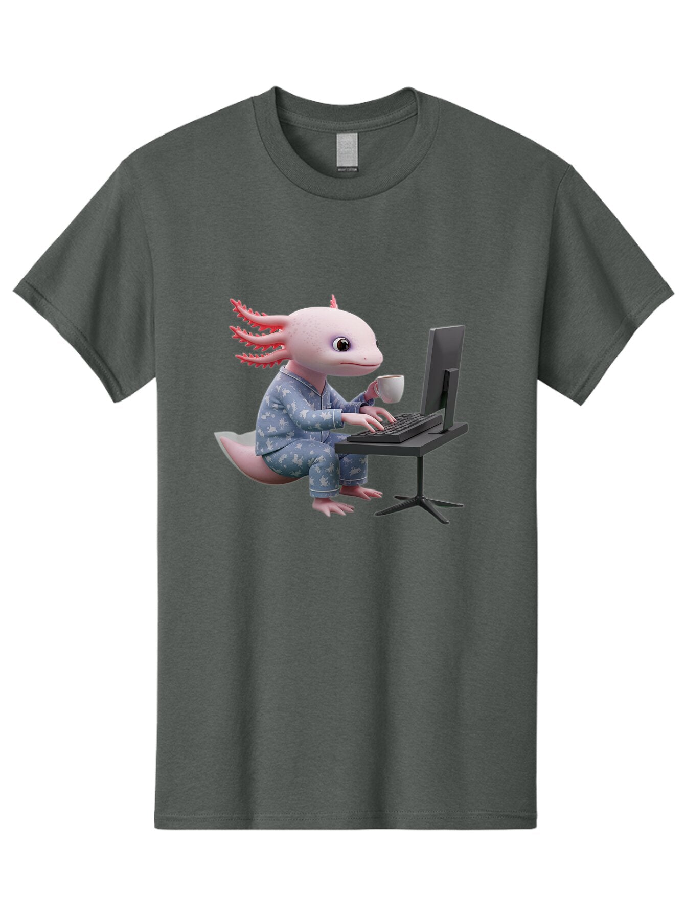 Axolotl-Working-On-Computer Men'S Graphic Tee, 100% Cotton, Comfortable Casual Summer Wear, Machine Washable, Vintage Camera, Old Camera, Antique Camera, Black Camera, Classic Photography, Photography Equipment, Nostalgic Device, Film Camera, Baq319 6