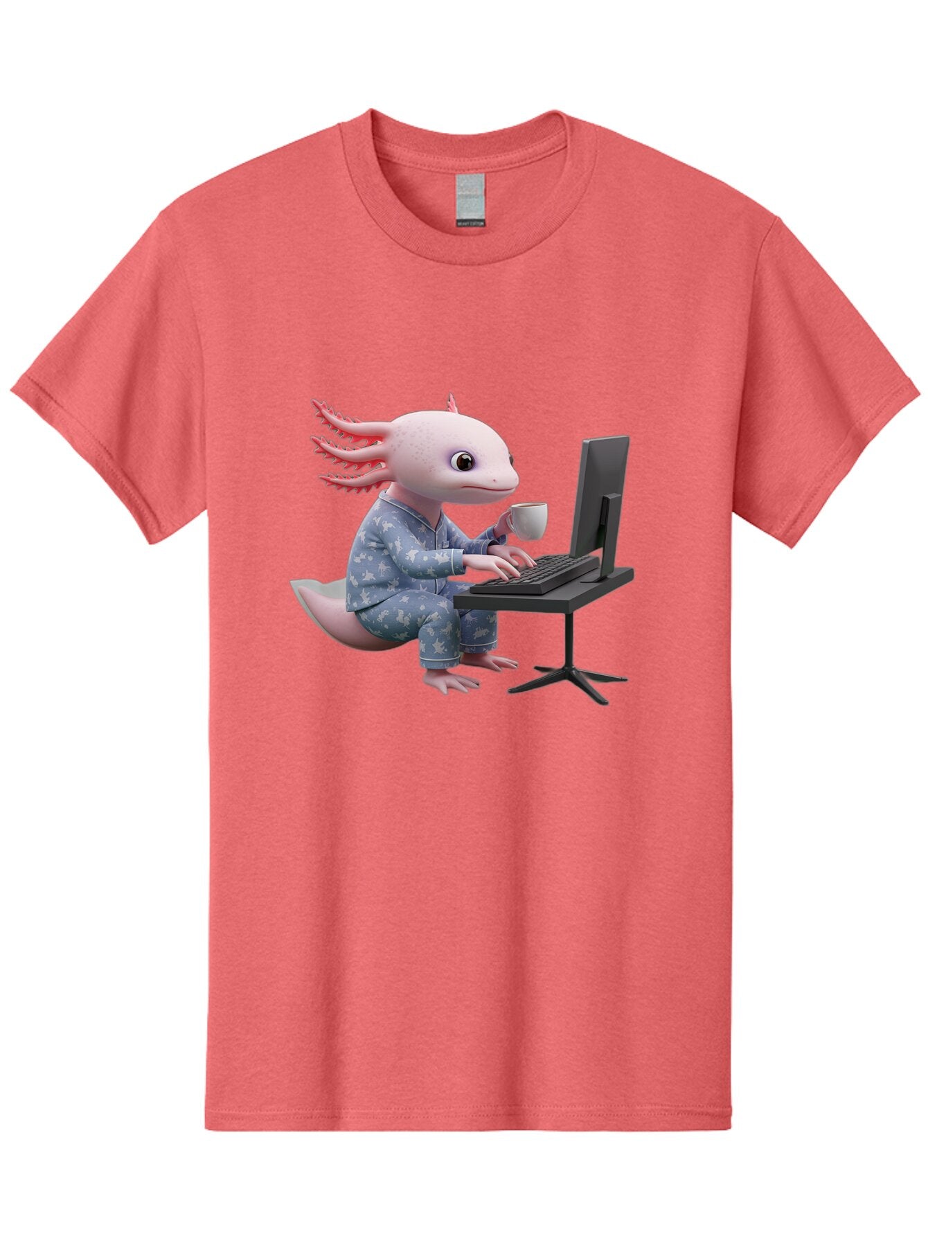 Axolotl-Working-On-Computer Men'S Graphic Tee, 100% Cotton, Comfortable Casual Summer Wear, Machine Washable, Vintage Camera, Old Camera, Antique Camera, Black Camera, Classic Photography, Photography Equipment, Nostalgic Device, Film Camera, Baq319 14