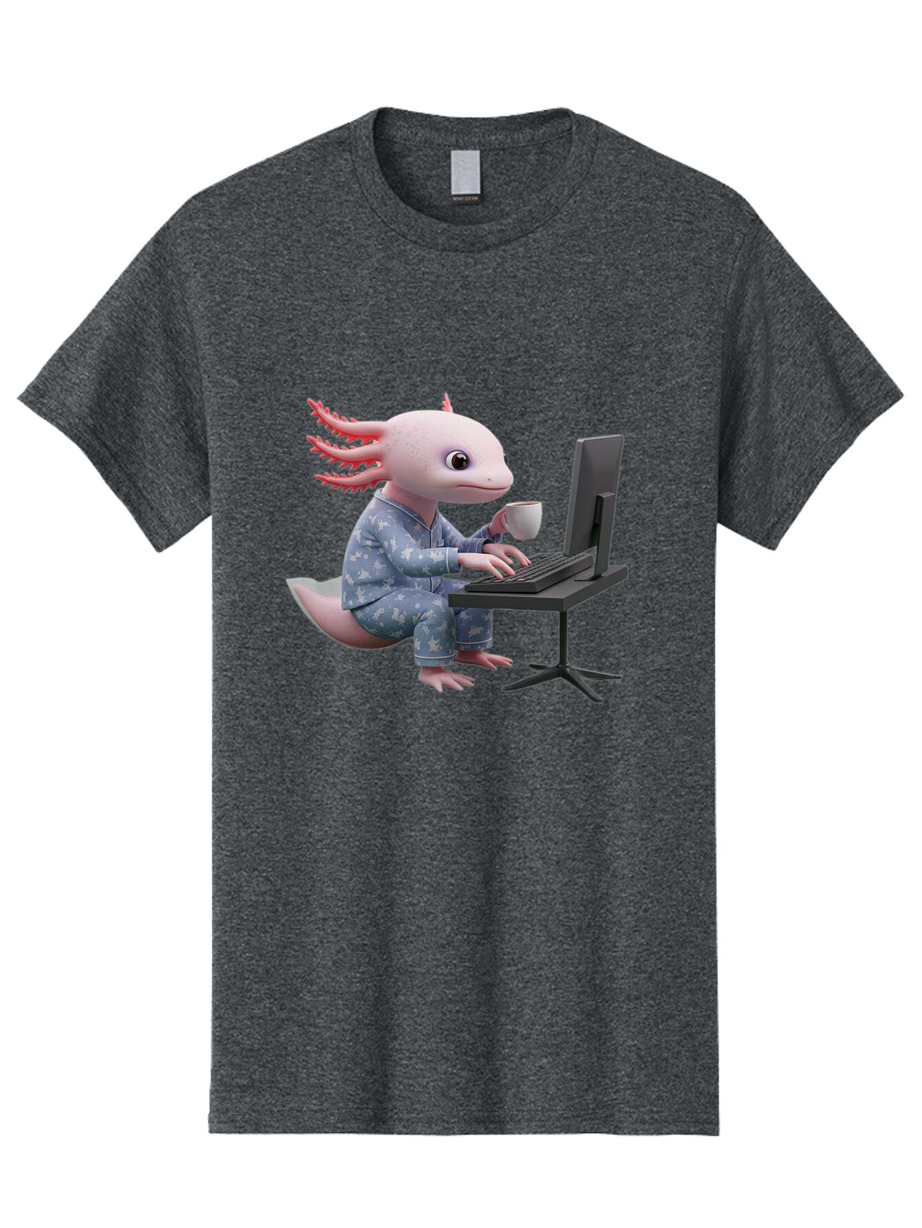 Axolotl-Working-On-Computer Men'S Graphic Tee, 100% Cotton, Comfortable Casual Summer Wear, Machine Washable, Vintage Camera, Old Camera, Antique Camera, Black Camera, Classic Photography, Photography Equipment, Nostalgic Device, Film Camera, Baq319 3