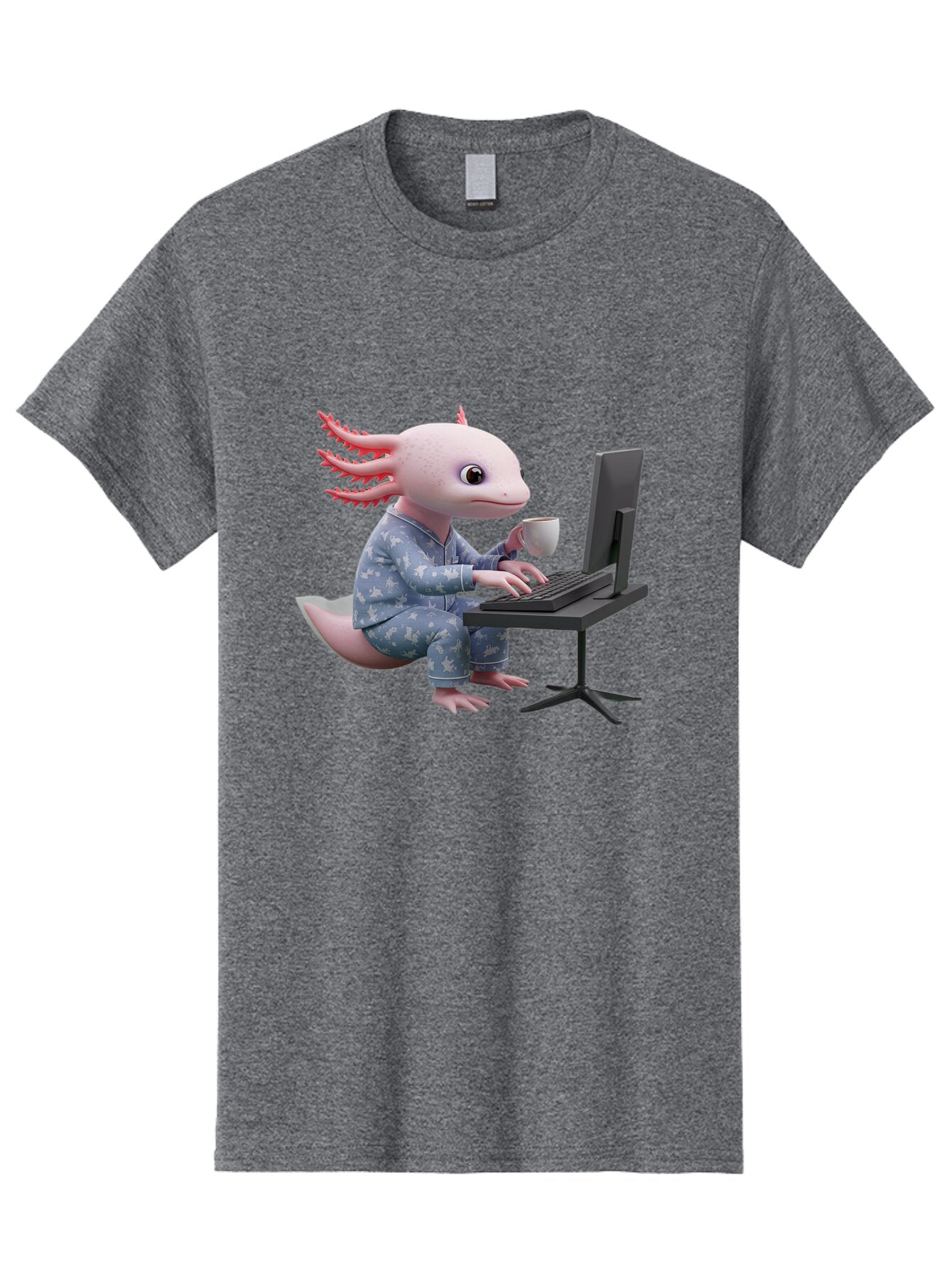 Axolotl-Working-On-Computer Men'S Graphic Tee, 100% Cotton, Comfortable Casual Summer Wear, Machine Washable, Vintage Camera, Old Camera, Antique Camera, Black Camera, Classic Photography, Photography Equipment, Nostalgic Device, Film Camera, Baq319 5