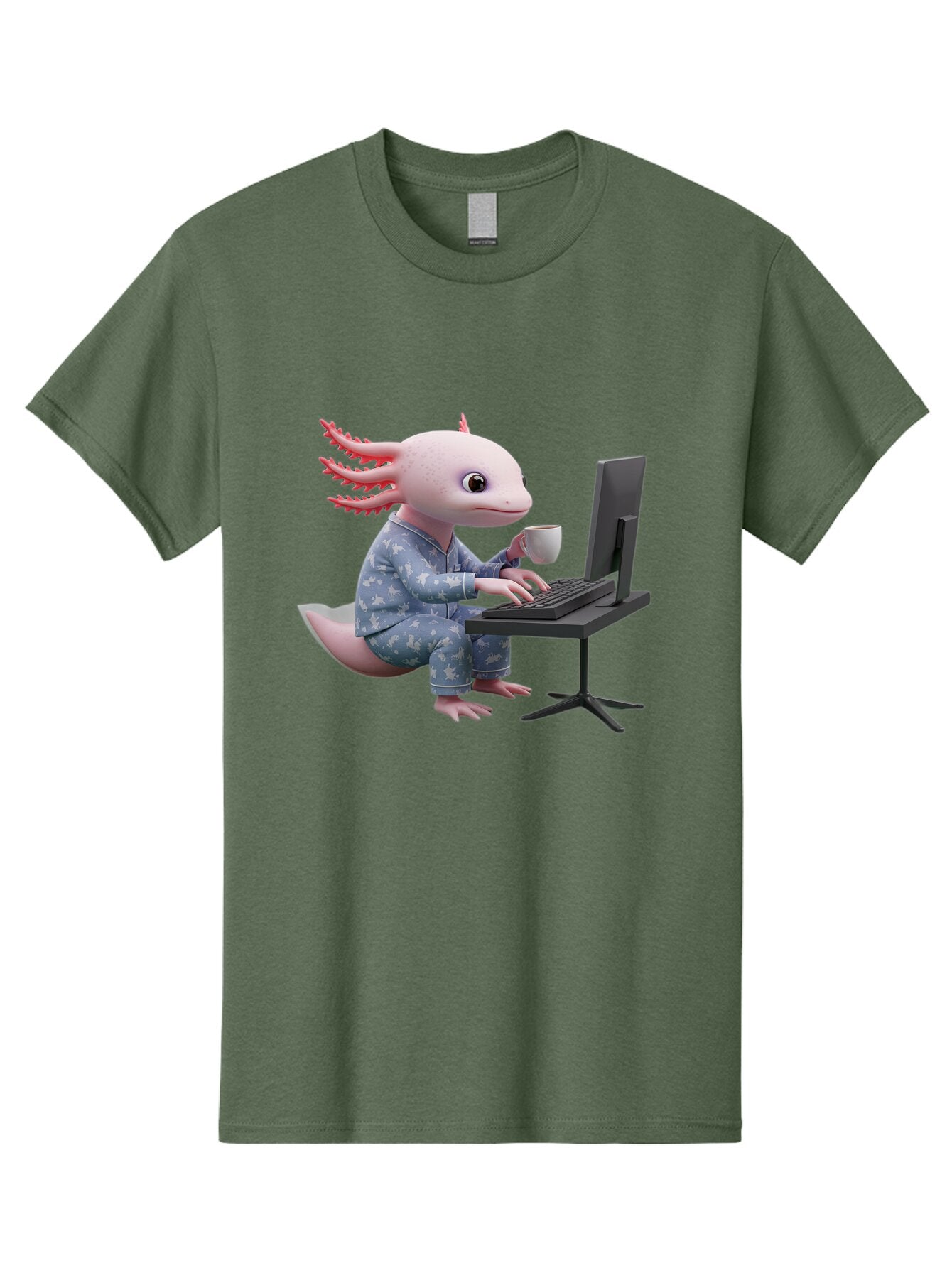 Axolotl-Working-On-Computer Men'S Graphic Tee, 100% Cotton, Comfortable Casual Summer Wear, Machine Washable, Vintage Camera, Old Camera, Antique Camera, Black Camera, Classic Photography, Photography Equipment, Nostalgic Device, Film Camera, Baq319 12