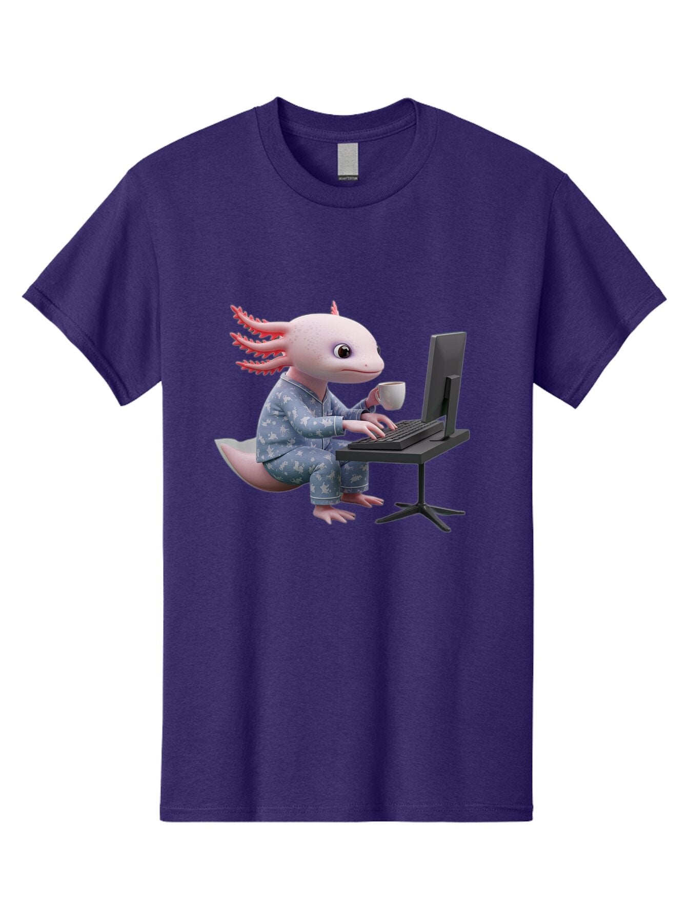 Axolotl-Working-On-Computer Men'S Graphic Tee, 100% Cotton, Comfortable Casual Summer Wear, Machine Washable, Vintage Camera, Old Camera, Antique Camera, Black Camera, Classic Photography, Photography Equipment, Nostalgic Device, Film Camera, Baq319 2