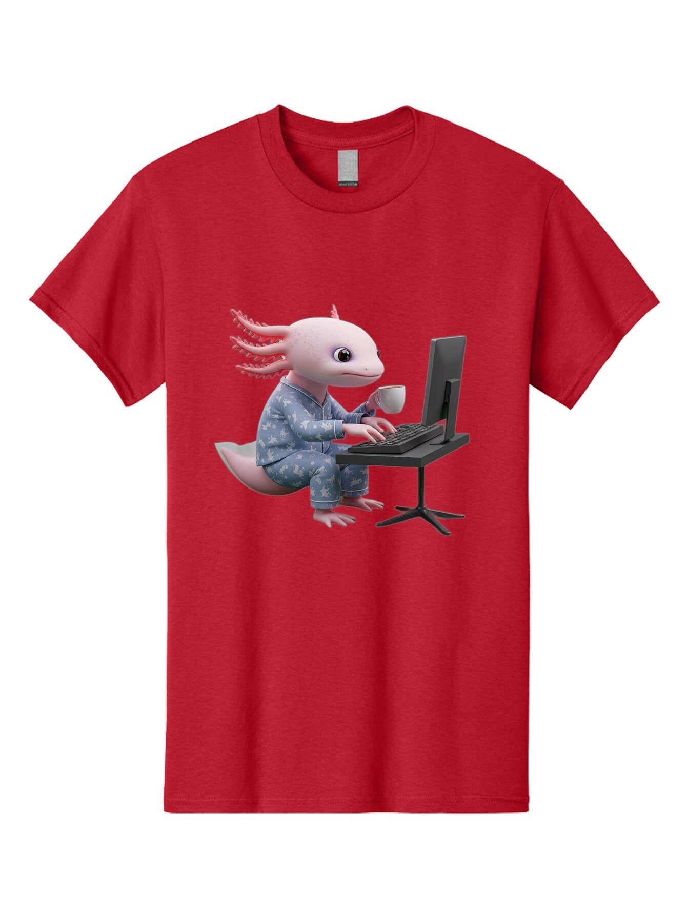 Axolotl-Working-On-Computer Men'S Graphic Tee, 100% Cotton, Comfortable Casual Summer Wear, Machine Washable, Vintage Camera, Old Camera, Antique Camera, Black Camera, Classic Photography, Photography Equipment, Nostalgic Device, Film Camera, Baq319 15