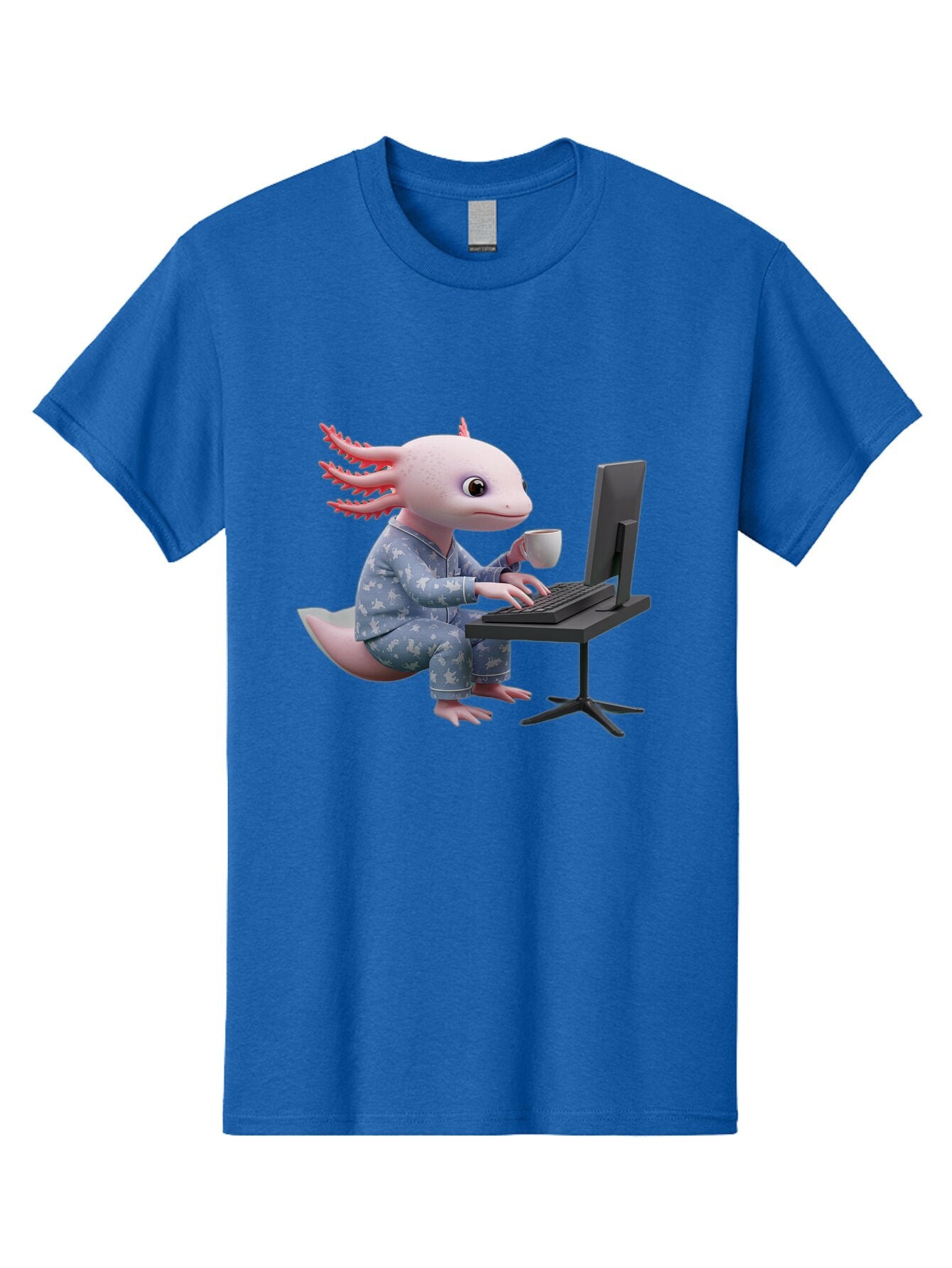 Axolotl-Working-On-Computer Men'S Graphic Tee, 100% Cotton, Comfortable Casual Summer Wear, Machine Washable, Vintage Camera, Old Camera, Antique Camera, Black Camera, Classic Photography, Photography Equipment, Nostalgic Device, Film Camera, Baq319 10