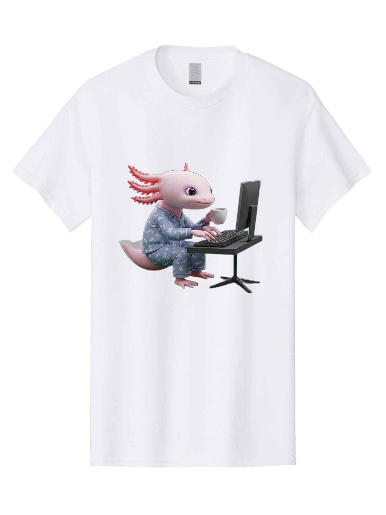 Axolotl-Working-On-Computer Men'S Graphic Tee, 100% Cotton, Comfortable Casual Summer Wear, Machine Washable, Vintage Camera, Old Camera, Antique Camera, Black Camera, Classic Photography, Photography Equipment, Nostalgic Device, Film Camera, Baq319 8