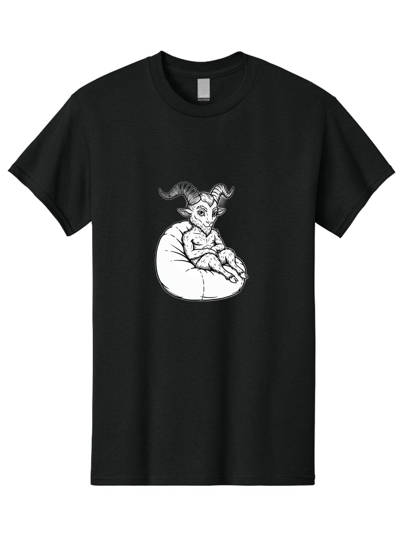 Baphomet-Sitting-Bean-Bag Men'S Graphic Tee, 100% Cotton, Comfortable Casual Summer Wear, Machine Washable, Vintage Camera, Old Camera, Antique Camera, Black Camera, Classic Photography, Photography Equipment, Nostalgic Device, Film Camera, Baq342 3
