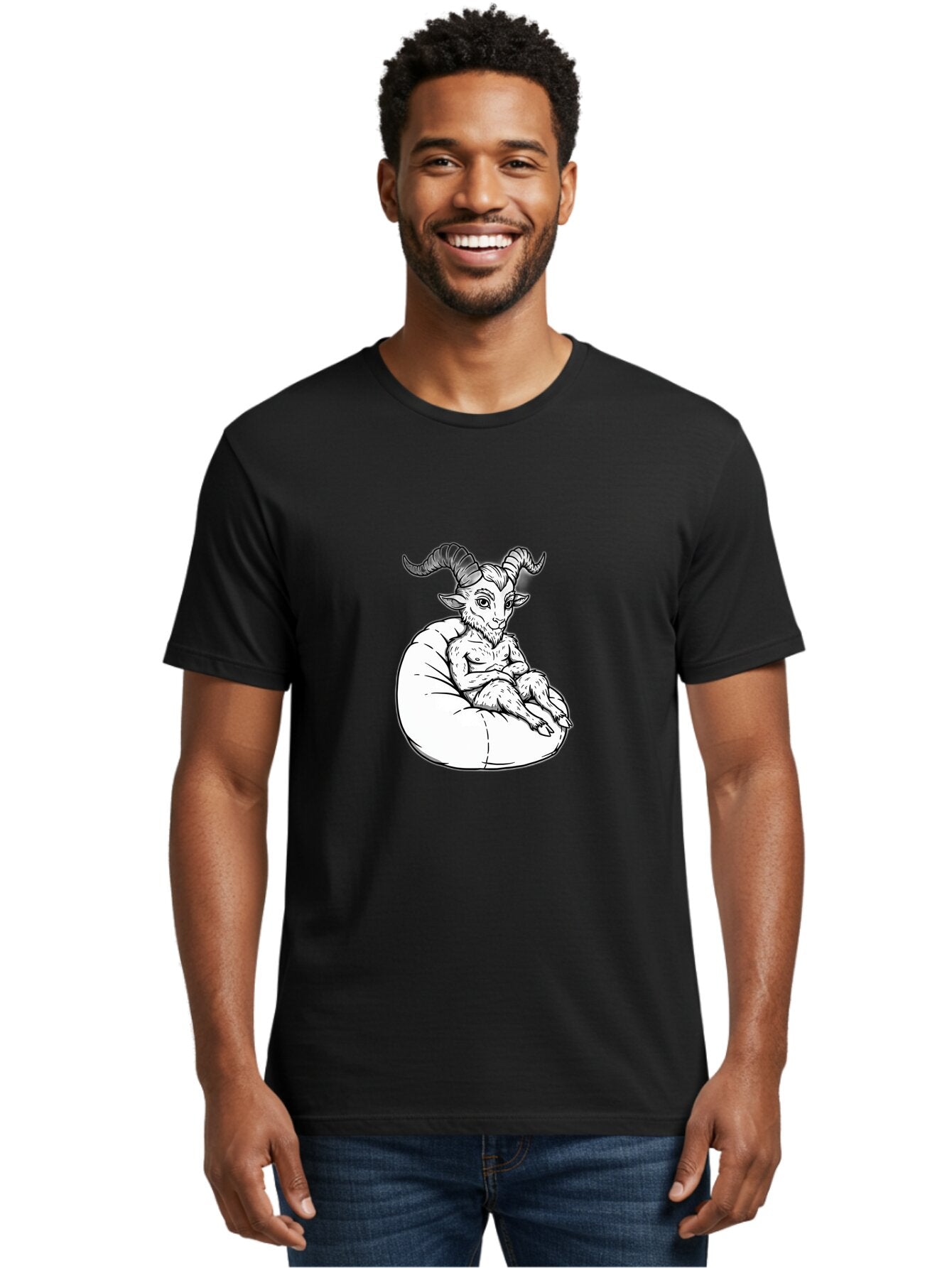 Baphomet-Sitting-Bean-Bag Men'S Graphic Tee, 100% Cotton, Comfortable Casual Summer Wear, Machine Washable, Vintage Camera, Old Camera, Antique Camera, Black Camera, Classic Photography, Photography Equipment, Nostalgic Device, Film Camera, Baq342 22