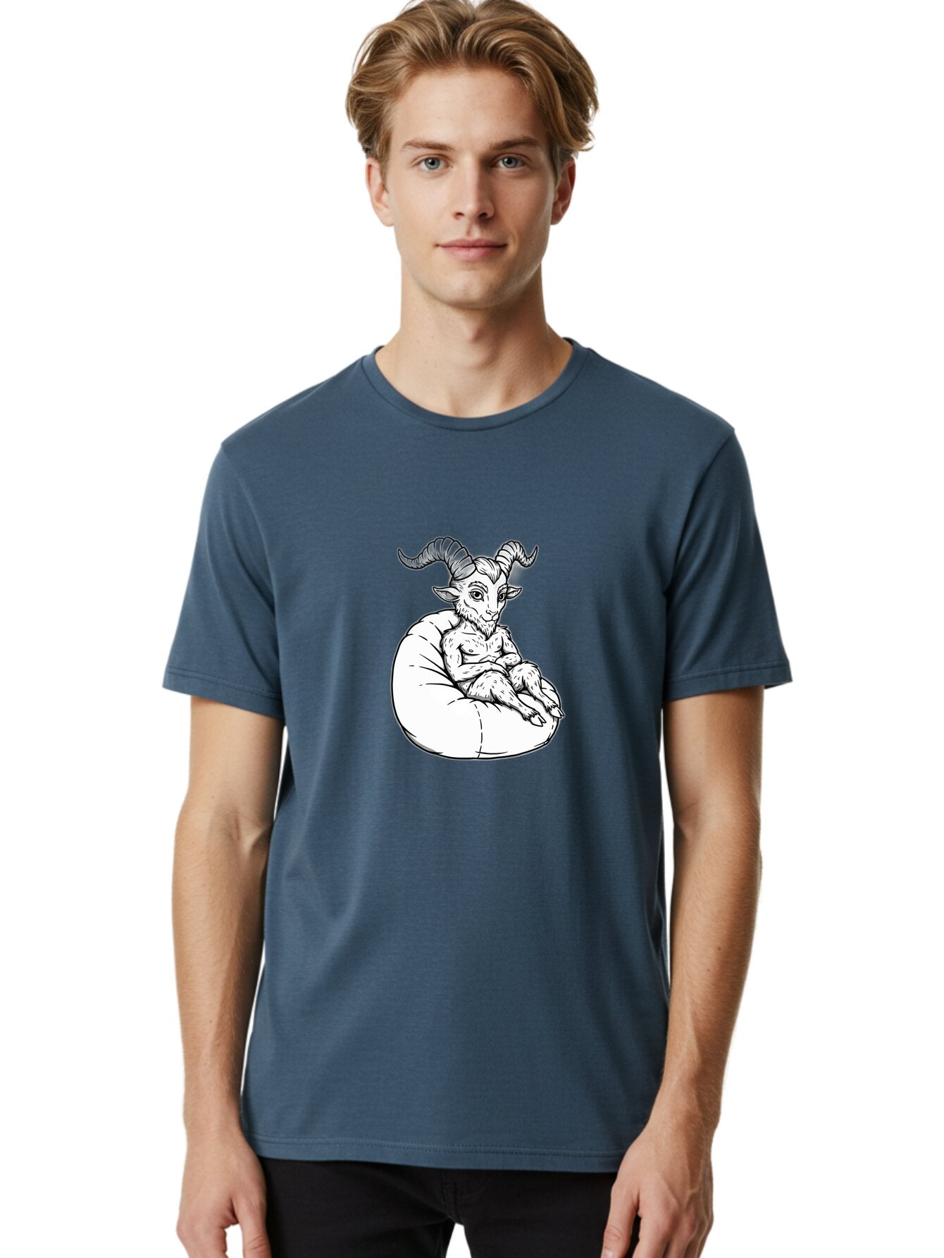 Baphomet-Sitting-Bean-Bag Men'S Graphic Tee, 100% Cotton, Comfortable Casual Summer Wear, Machine Washable, Vintage Camera, Old Camera, Antique Camera, Black Camera, Classic Photography, Photography Equipment, Nostalgic Device, Film Camera, Baq342 28