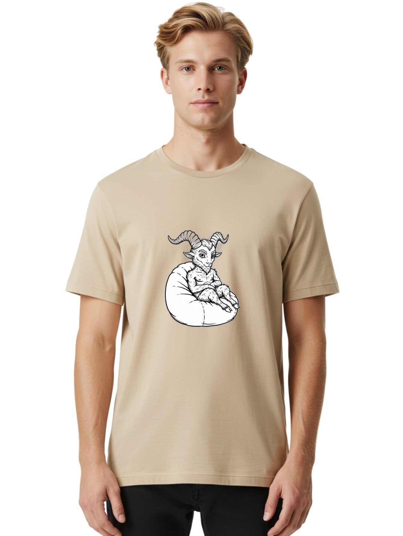 Baphomet-Sitting-Bean-Bag Men'S Graphic Tee, 100% Cotton, Comfortable Casual Summer Wear, Machine Washable, Vintage Camera, Old Camera, Antique Camera, Black Camera, Classic Photography, Photography Equipment, Nostalgic Device, Film Camera, Baq342 18