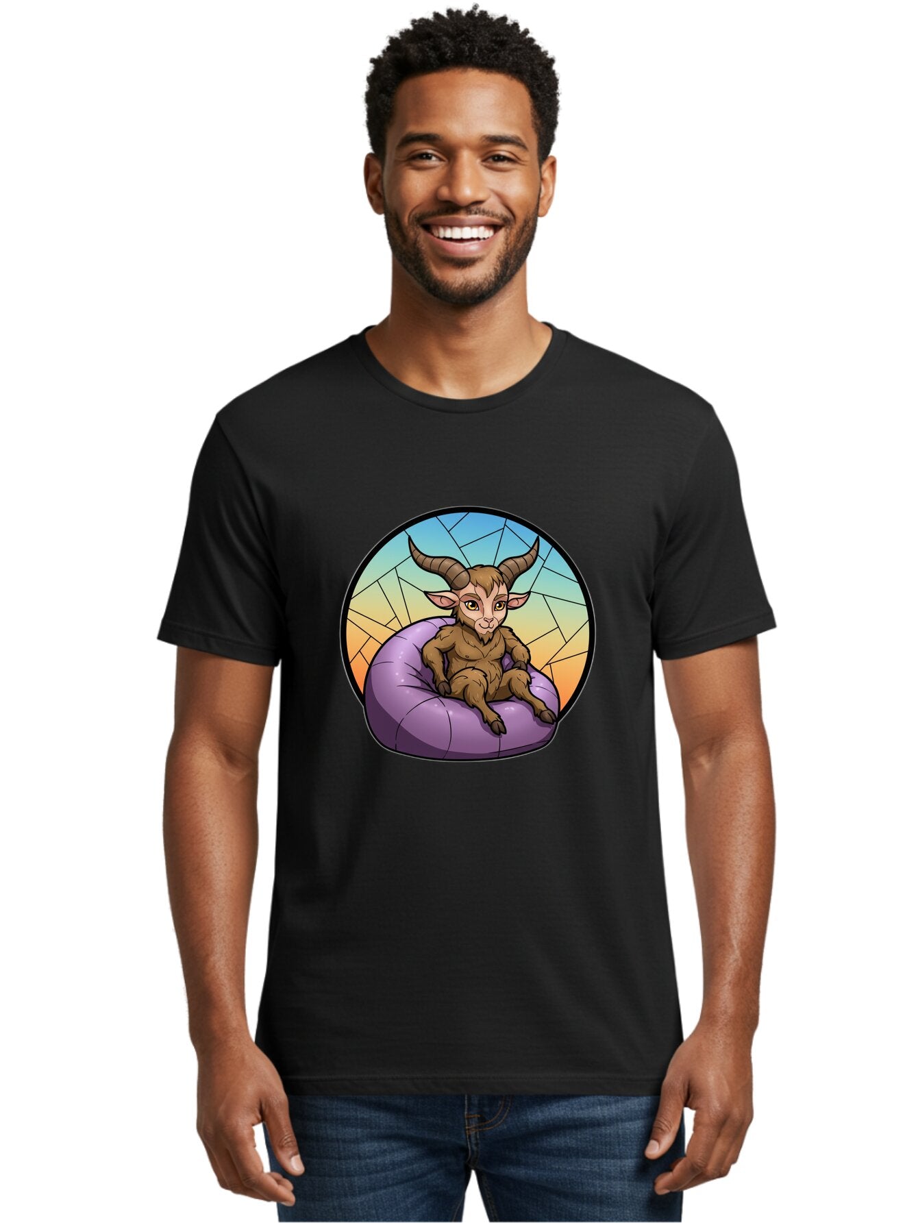 Baphomet-Sitting-On-Purple-Beanbag Men'S Graphic Tee, 100% Cotton, Comfortable Casual Summer Wear, Machine Washable, Vintage Camera, Old Camera, Antique Camera, Black Camera, Classic Photography, Photography Equipment, Nostalgic Device, Baq343 30