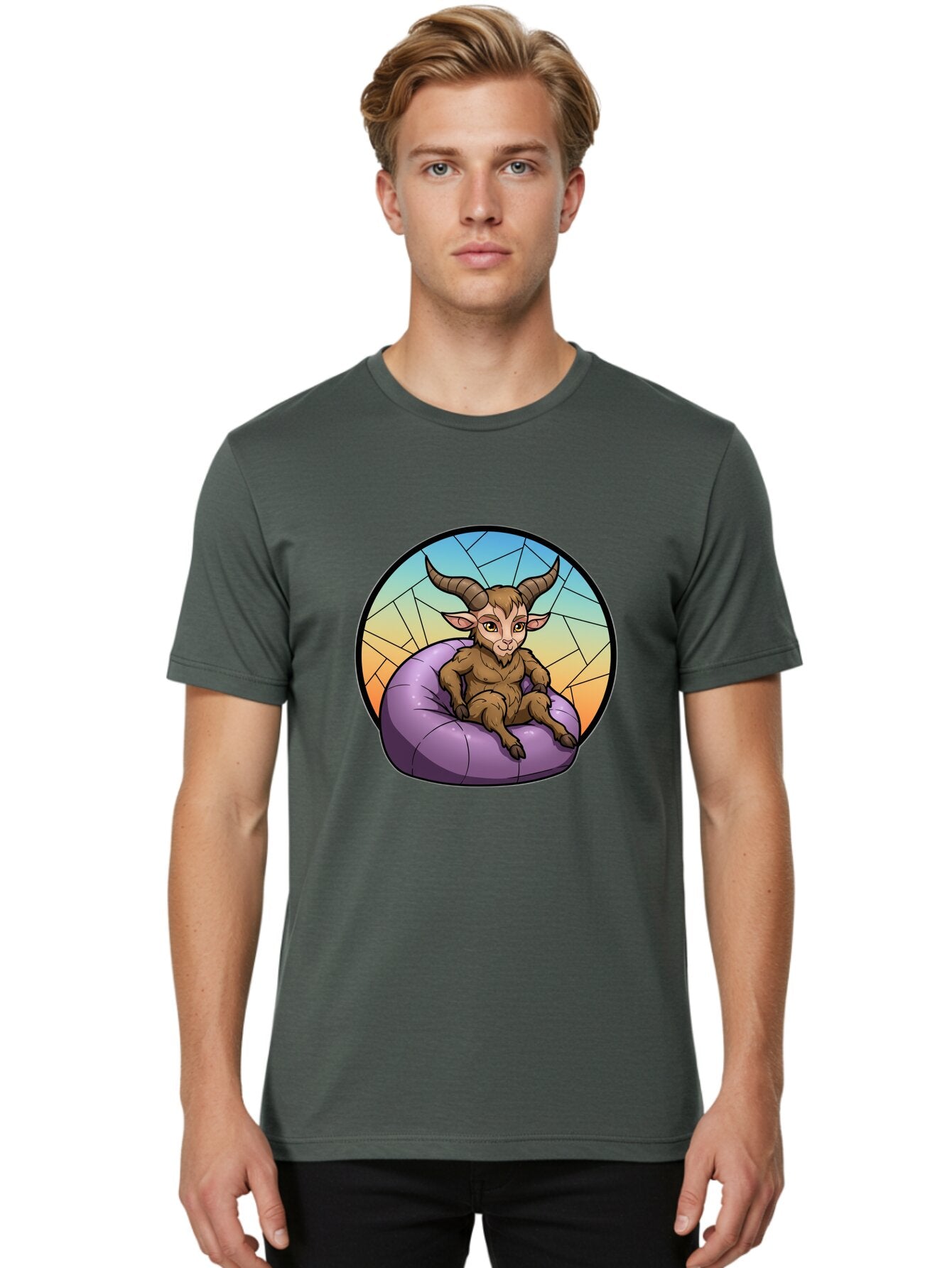 Baphomet-Sitting-On-Purple-Beanbag Men'S Graphic Tee, 100% Cotton, Comfortable Casual Summer Wear, Machine Washable, Vintage Camera, Old Camera, Antique Camera, Black Camera, Classic Photography, Photography Equipment, Nostalgic Device, Baq343 18