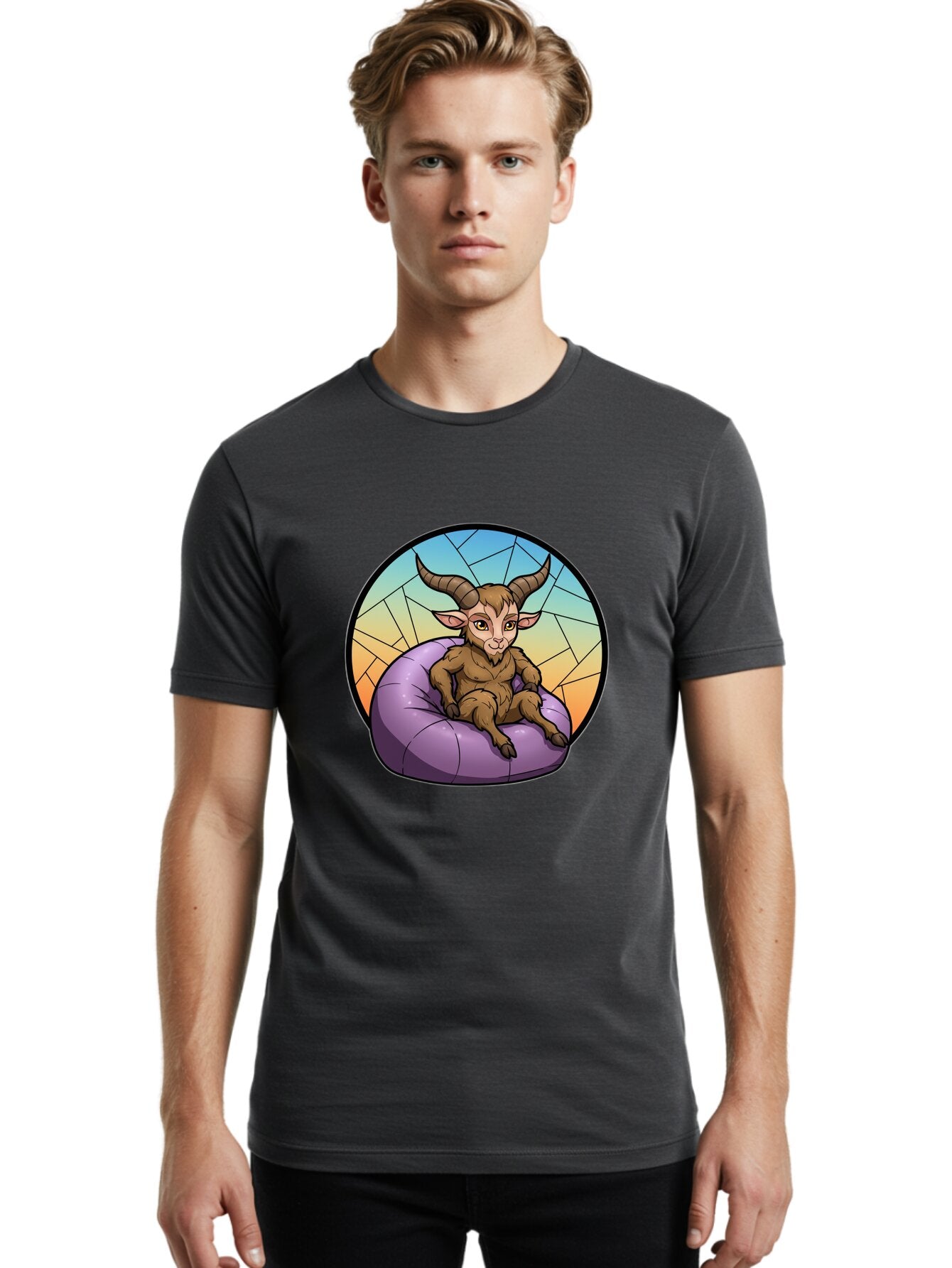Baphomet-Sitting-On-Purple-Beanbag Men'S Graphic Tee, 100% Cotton, Comfortable Casual Summer Wear, Machine Washable, Vintage Camera, Old Camera, Antique Camera, Black Camera, Classic Photography, Photography Equipment, Nostalgic Device, Baq343 24