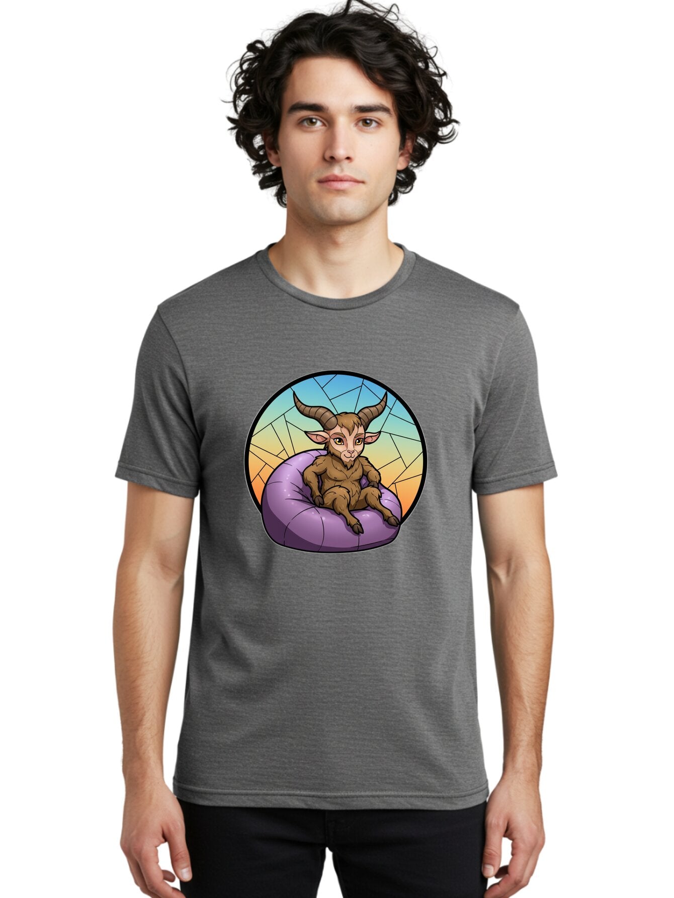 Baphomet-Sitting-On-Purple-Beanbag Men'S Graphic Tee, 100% Cotton, Comfortable Casual Summer Wear, Machine Washable, Vintage Camera, Old Camera, Antique Camera, Black Camera, Classic Photography, Photography Equipment, Nostalgic Device, Baq343 20