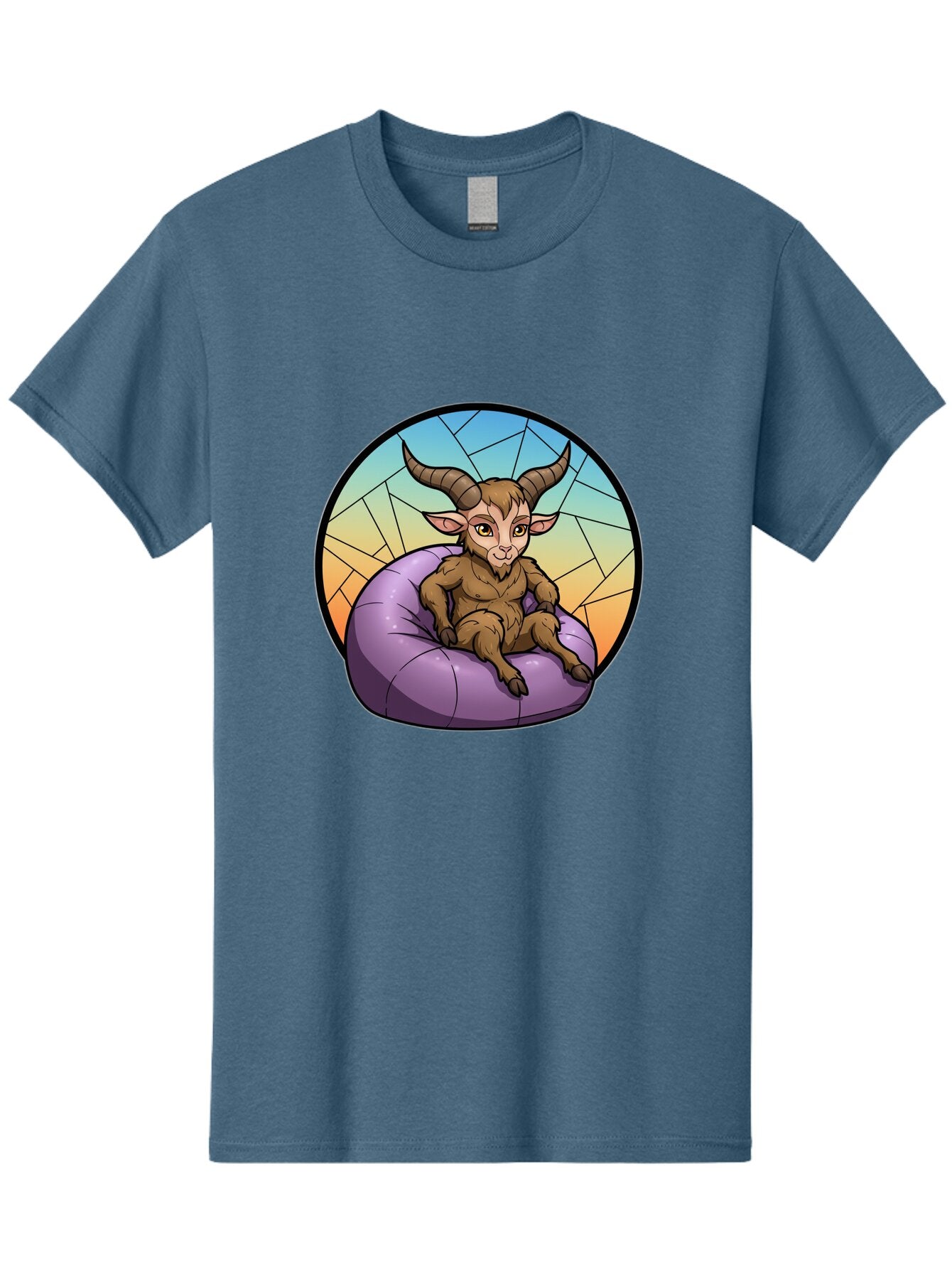 Baphomet-Sitting-On-Purple-Beanbag Men'S Graphic Tee, 100% Cotton, Comfortable Casual Summer Wear, Machine Washable, Vintage Camera, Old Camera, Antique Camera, Black Camera, Classic Photography, Photography Equipment, Nostalgic Device, Baq343 2