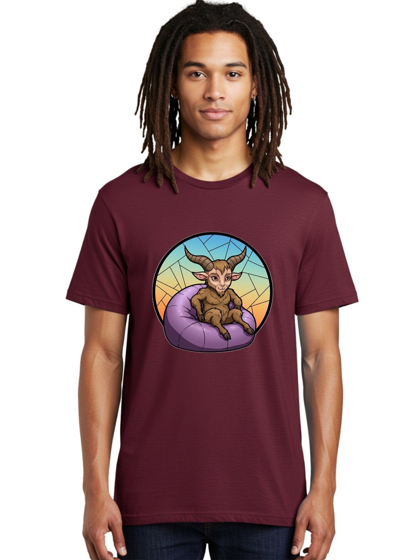 Baphomet-Sitting-On-Purple-Beanbag Men'S Graphic Tee, 100% Cotton, Comfortable Casual Summer Wear, Machine Washable, Vintage Camera, Old Camera, Antique Camera, Black Camera, Classic Photography, Photography Equipment, Nostalgic Device, Baq343 19