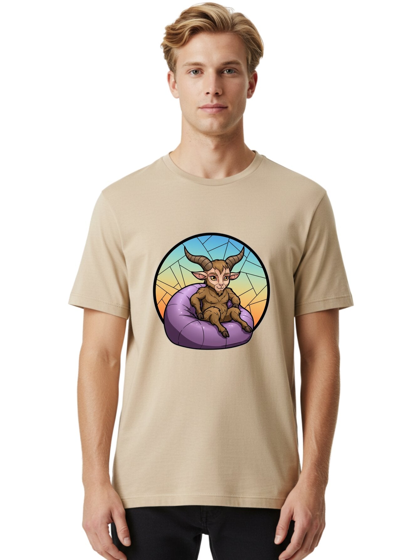 Baphomet-Sitting-On-Purple-Beanbag Men'S Graphic Tee, 100% Cotton, Comfortable Casual Summer Wear, Machine Washable, Vintage Camera, Old Camera, Antique Camera, Black Camera, Classic Photography, Photography Equipment, Nostalgic Device, Baq343 27
