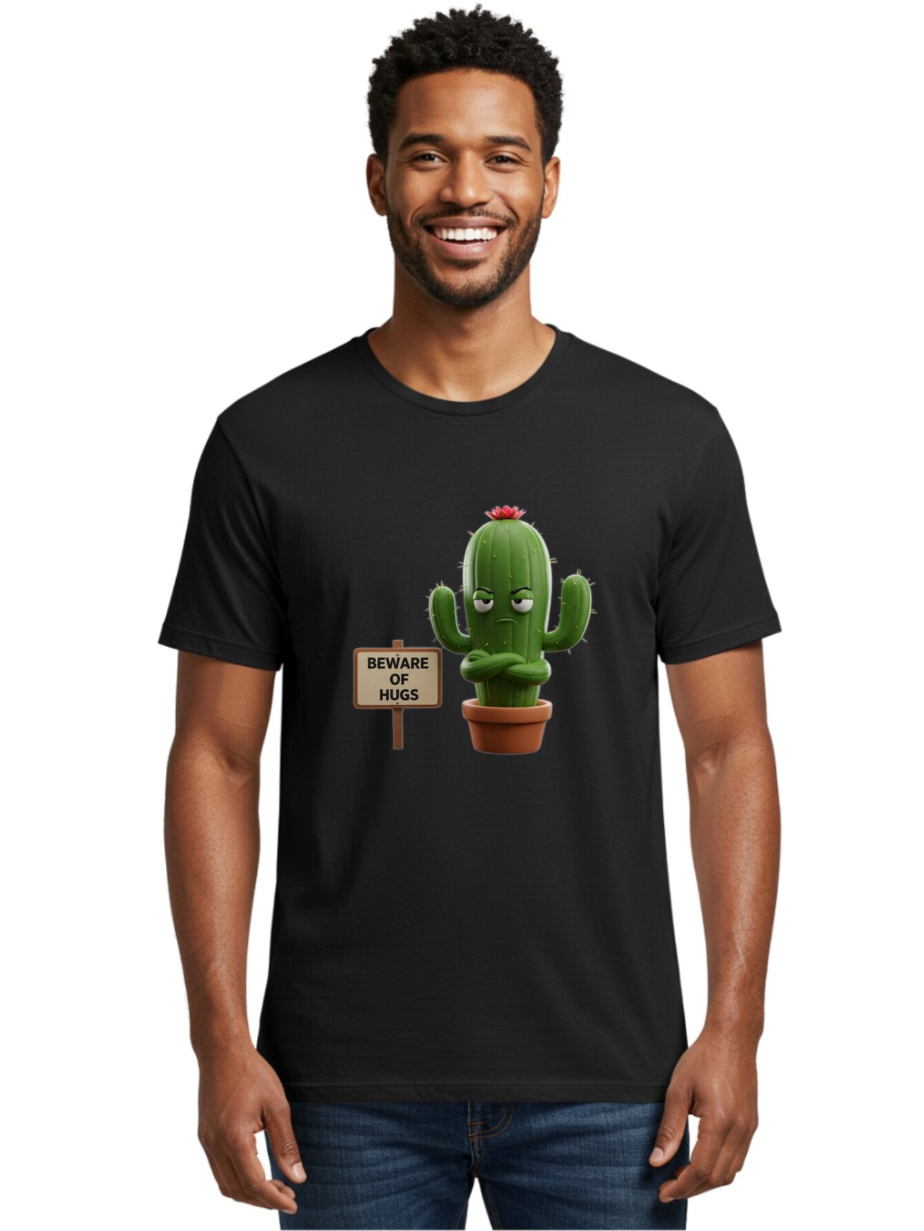 Beware-Of-Hugs-Cactus Men'S Graphic Tee, 100% Cotton, Comfortable Casual Summer Wear, Machine Washable, Vintage Camera, Old Camera, Antique Camera, Black Camera, Classic Photography, Photography Equipment, Nostalgic Device, Film Camera, Baq355 24