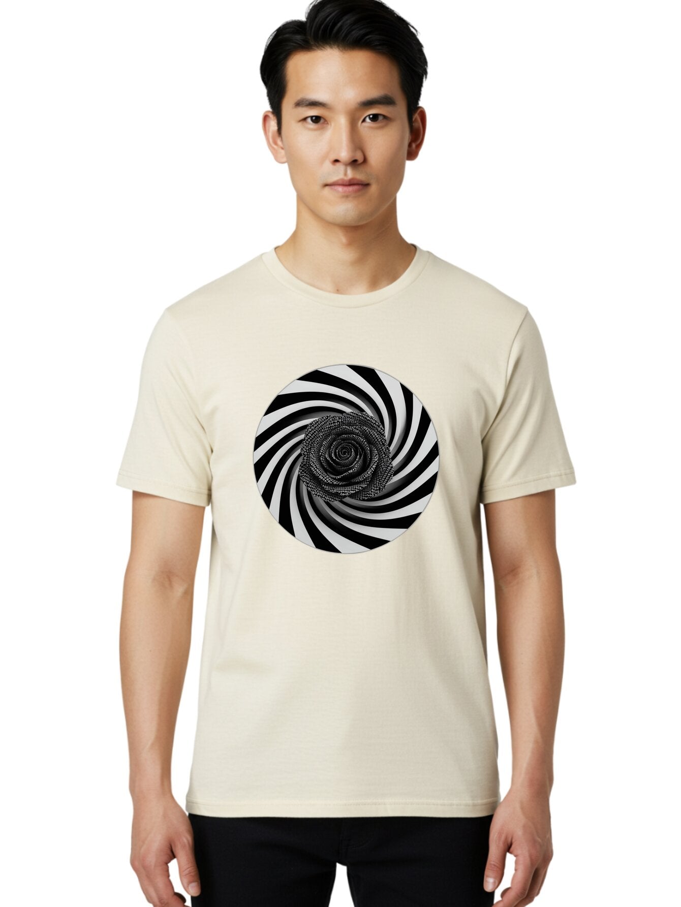 Black-And-White-Spiral Men'S Graphic Tee, 100% Cotton, Comfortable Casual Summer Wear, Machine Washable, Vintage Camera, Old Camera, Antique Camera, Black Camera, Classic Photography, Photography Equipment, Nostalgic Device, Film Camera, Baq363 19
