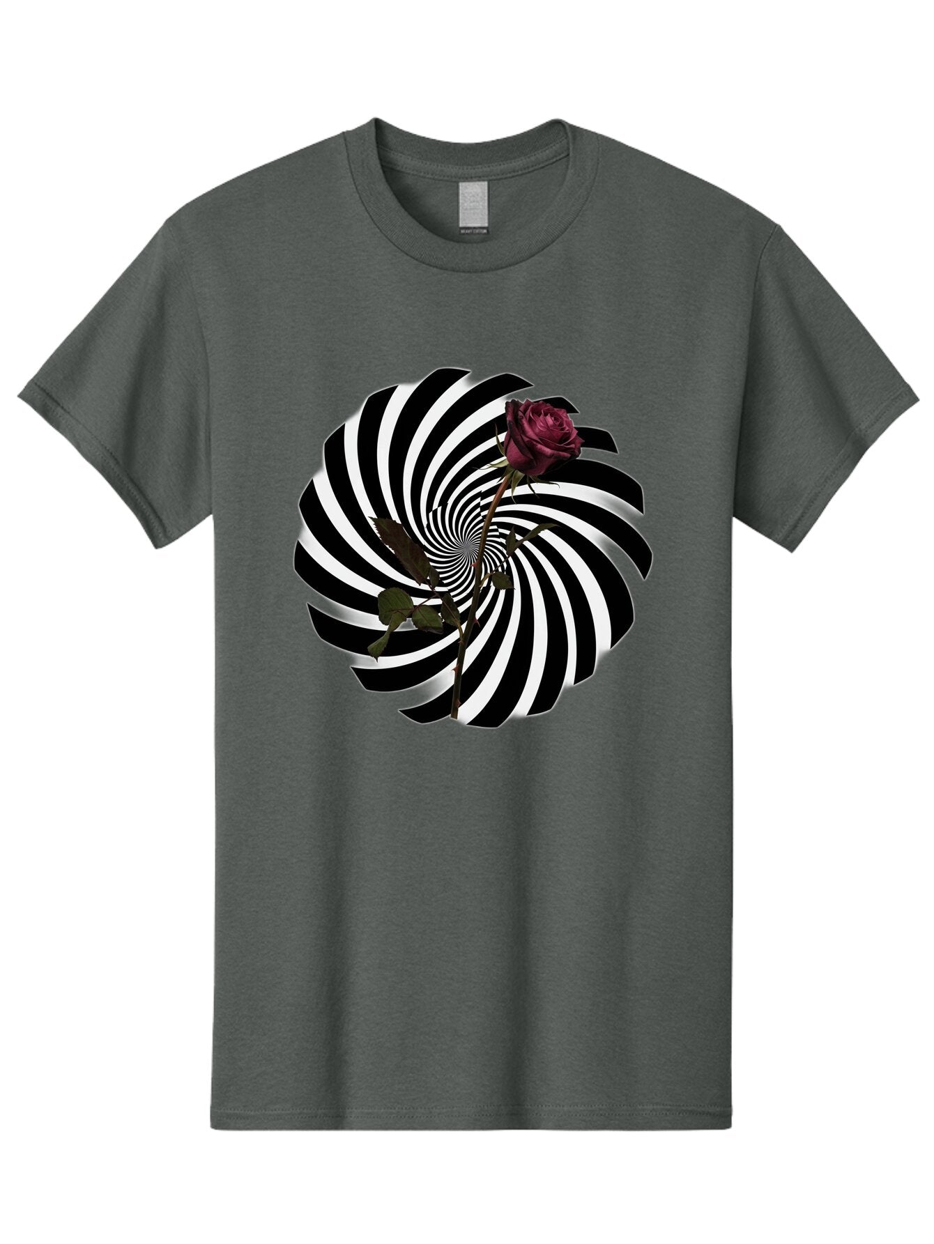 Black-And-White-Swirl-With-Rose Men'S Graphic Tee, 100% Cotton, Comfortable Casual Summer Wear, Machine Washable, Vintage Camera, Old Camera, Antique Camera, Black Camera, Classic Photography, Photography Equipment, Nostalgic Device, Baq364 9