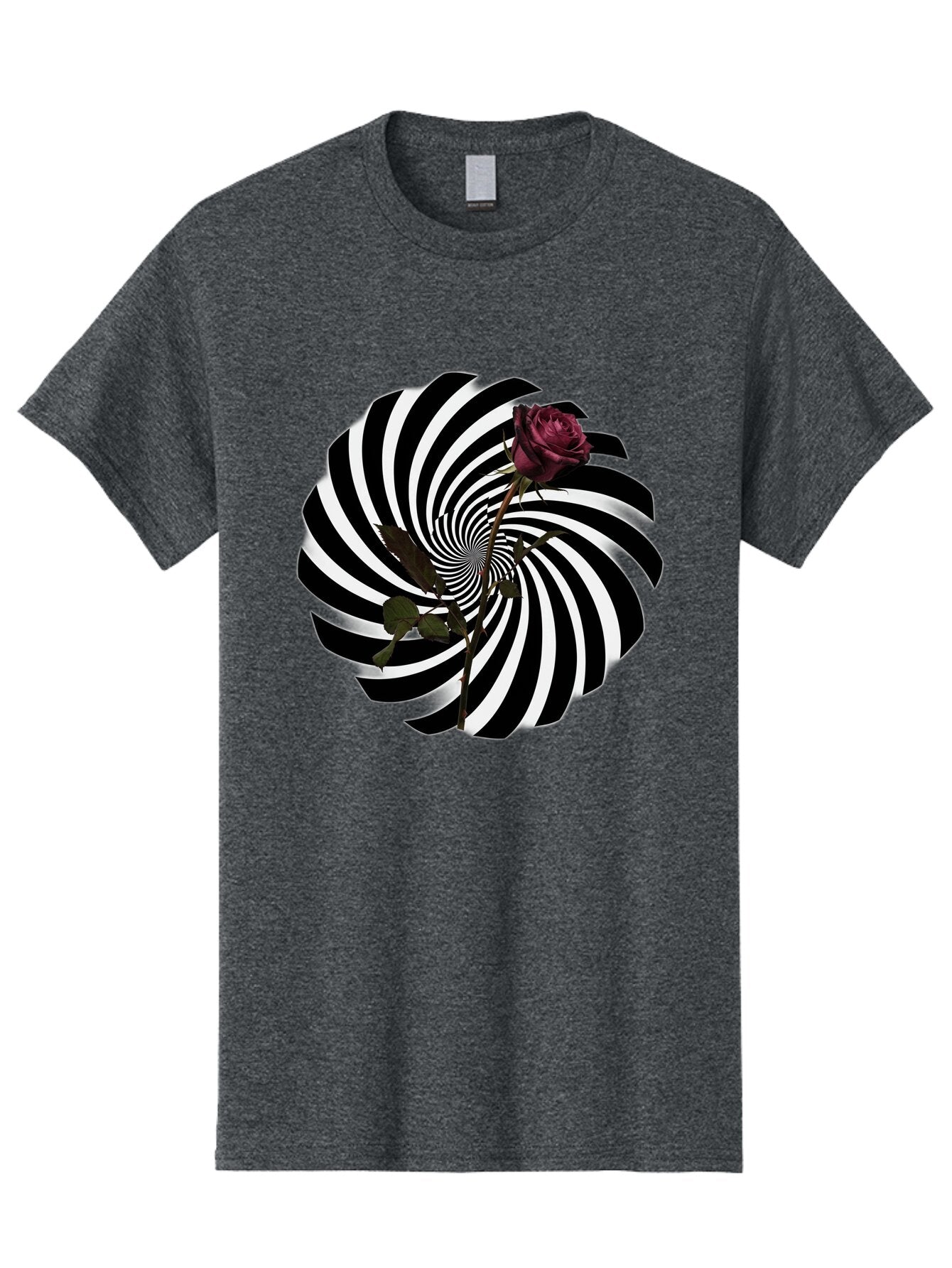 Black-And-White-Swirl-With-Rose Men'S Graphic Tee, 100% Cotton, Comfortable Casual Summer Wear, Machine Washable, Vintage Camera, Old Camera, Antique Camera, Black Camera, Classic Photography, Photography Equipment, Nostalgic Device, Baq364 5