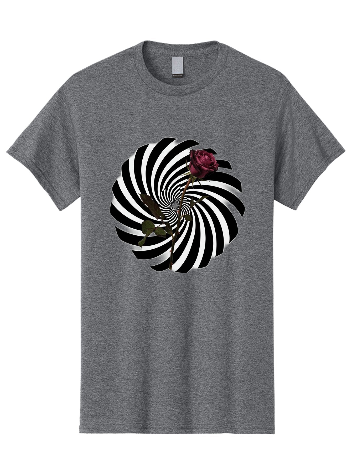 Black-And-White-Swirl-With-Rose Men'S Graphic Tee, 100% Cotton, Comfortable Casual Summer Wear, Machine Washable, Vintage Camera, Old Camera, Antique Camera, Black Camera, Classic Photography, Photography Equipment, Nostalgic Device, Baq364 2