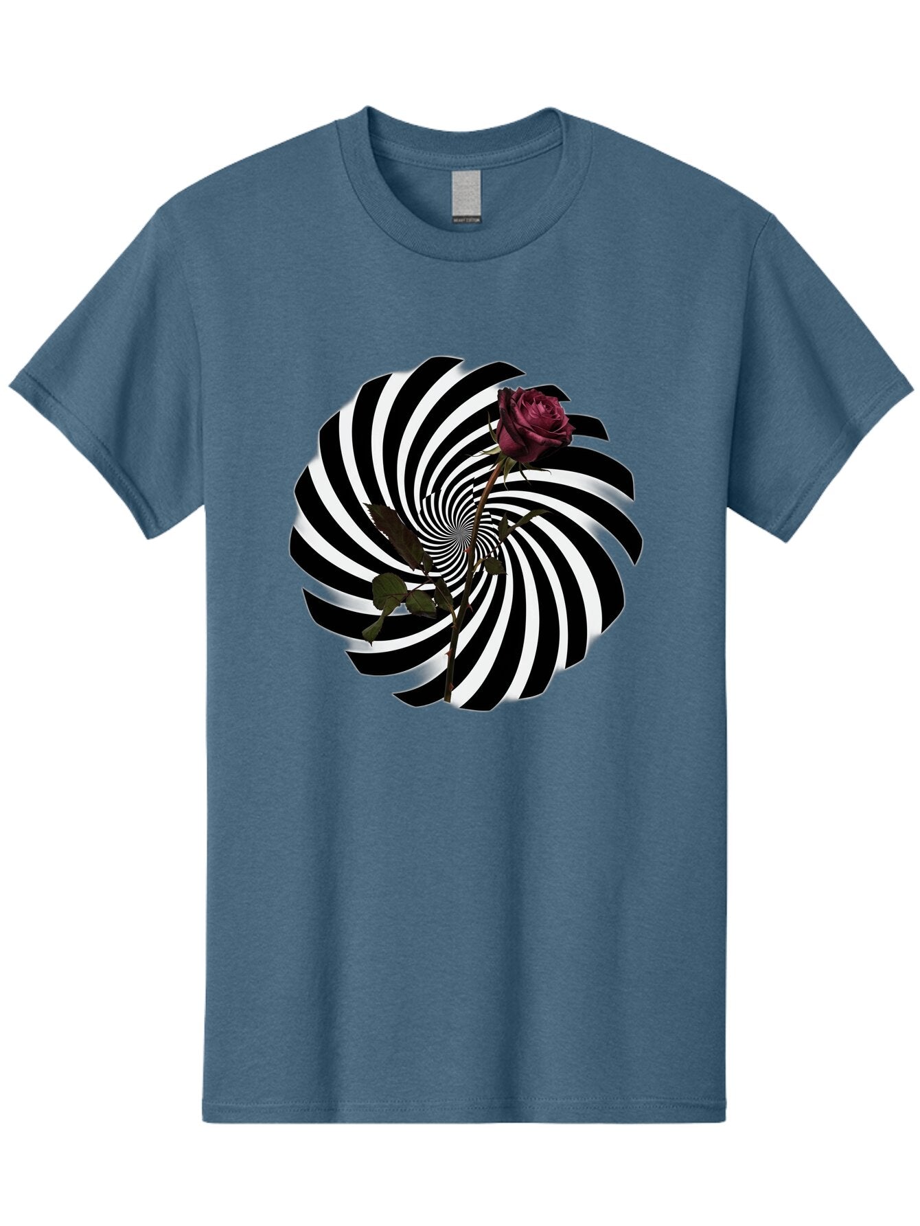 Black-And-White-Swirl-With-Rose Men'S Graphic Tee, 100% Cotton, Comfortable Casual Summer Wear, Machine Washable, Vintage Camera, Old Camera, Antique Camera, Black Camera, Classic Photography, Photography Equipment, Nostalgic Device, Baq364 15