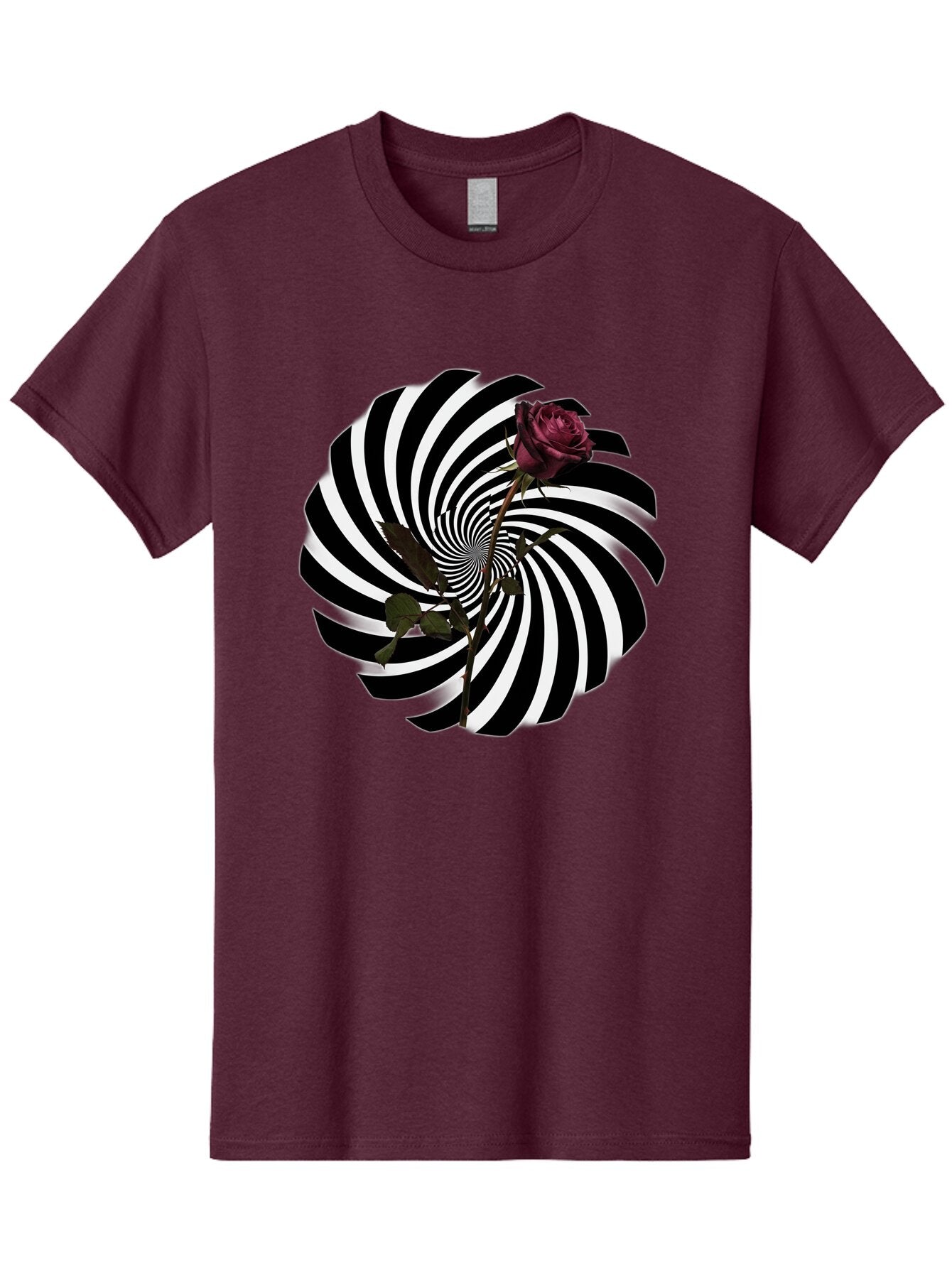 Black-And-White-Swirl-With-Rose Men'S Graphic Tee, 100% Cotton, Comfortable Casual Summer Wear, Machine Washable, Vintage Camera, Old Camera, Antique Camera, Black Camera, Classic Photography, Photography Equipment, Nostalgic Device, Baq364 6