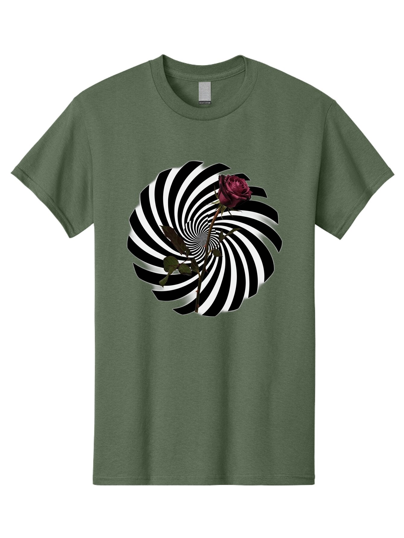 Black-And-White-Swirl-With-Rose Men'S Graphic Tee, 100% Cotton, Comfortable Casual Summer Wear, Machine Washable, Vintage Camera, Old Camera, Antique Camera, Black Camera, Classic Photography, Photography Equipment, Nostalgic Device, Baq364 4
