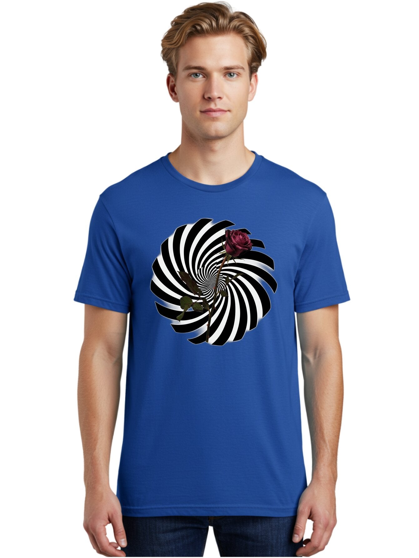 Black-And-White-Swirl-With-Rose Men'S Graphic Tee, 100% Cotton, Comfortable Casual Summer Wear, Machine Washable, Vintage Camera, Old Camera, Antique Camera, Black Camera, Classic Photography, Photography Equipment, Nostalgic Device, Baq364 28