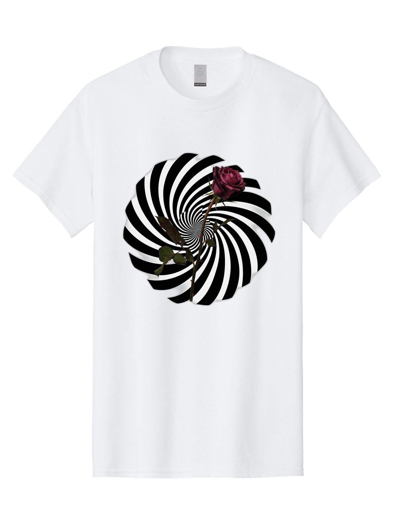 Black-And-White-Swirl-With-Rose Men'S Graphic Tee, 100% Cotton, Comfortable Casual Summer Wear, Machine Washable, Vintage Camera, Old Camera, Antique Camera, Black Camera, Classic Photography, Photography Equipment, Nostalgic Device, Baq364 13