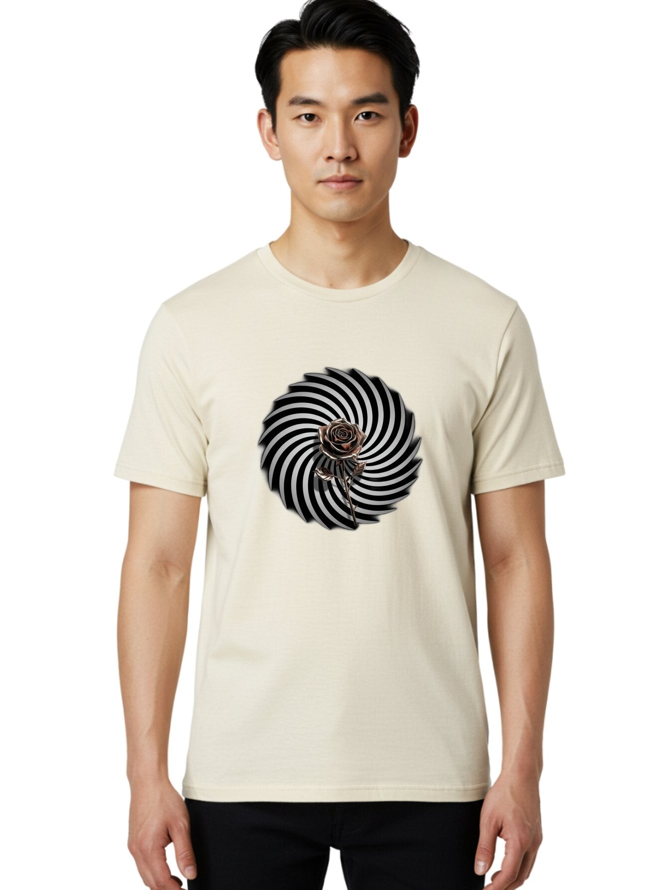 Black-Rose-Spiral Men'S Graphic Tee, 100% Cotton, Comfortable Casual Summer Wear, Machine Washable, Vintage Camera, Old Camera, Antique Camera, Black Camera, Classic Photography, Photography Equipment, Nostalgic Device, Film Camera, Camera Art Baq367 20