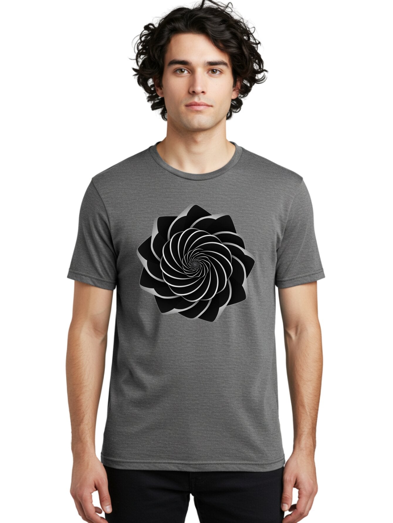 Black-Spiral-1 Men'S Graphic Tee, 100% Cotton, Comfortable Casual Summer Wear, Machine Washable, Vintage Camera, Old Camera, Antique Camera, Black Camera, Classic Photography, Photography Equipment, Nostalgic Device, Film Camera, Camera Art Baq368 25