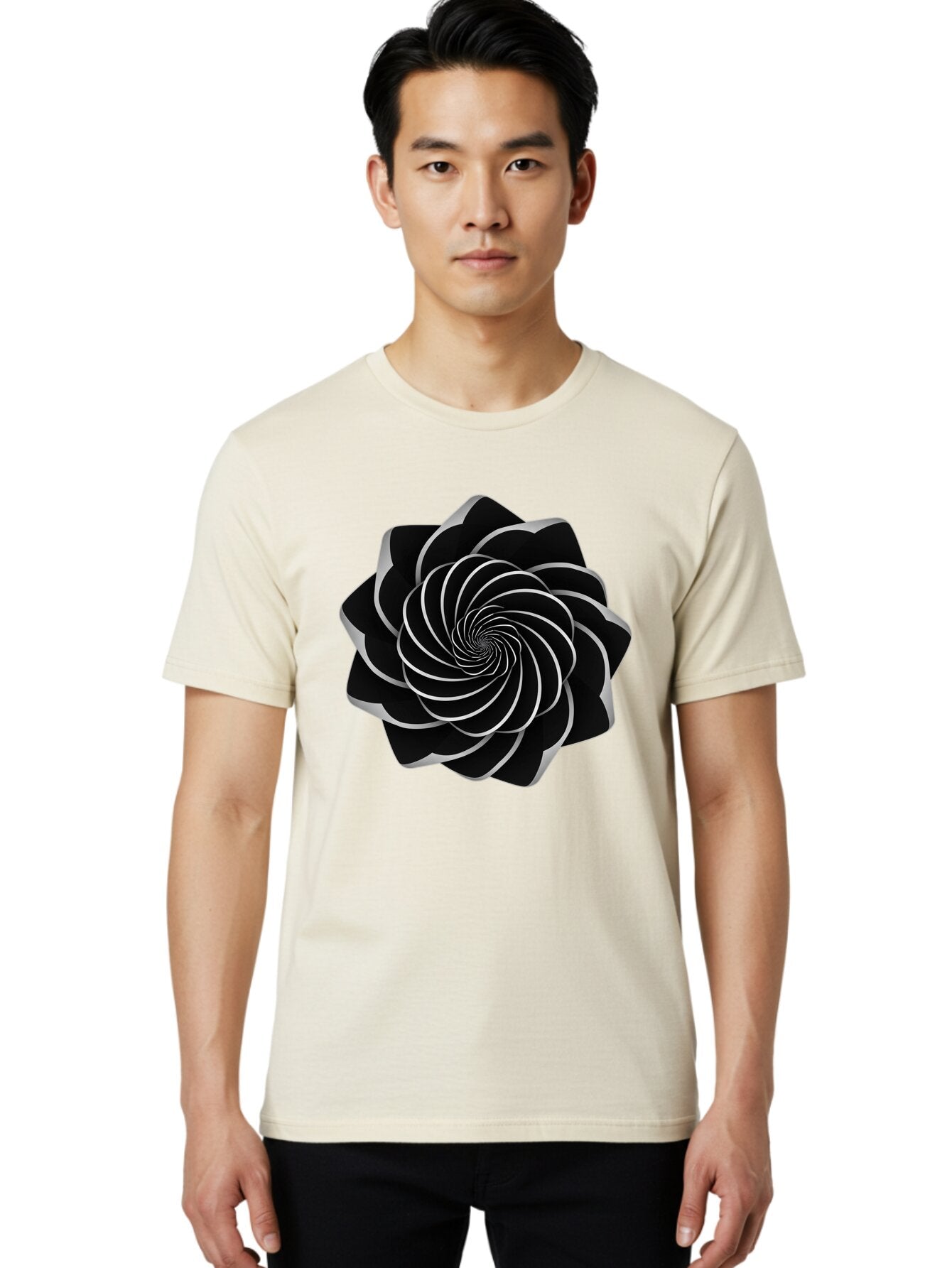 Black-Spiral-1 Men'S Graphic Tee, 100% Cotton, Comfortable Casual Summer Wear, Machine Washable, Vintage Camera, Old Camera, Antique Camera, Black Camera, Classic Photography, Photography Equipment, Nostalgic Device, Film Camera, Camera Art Baq368 23