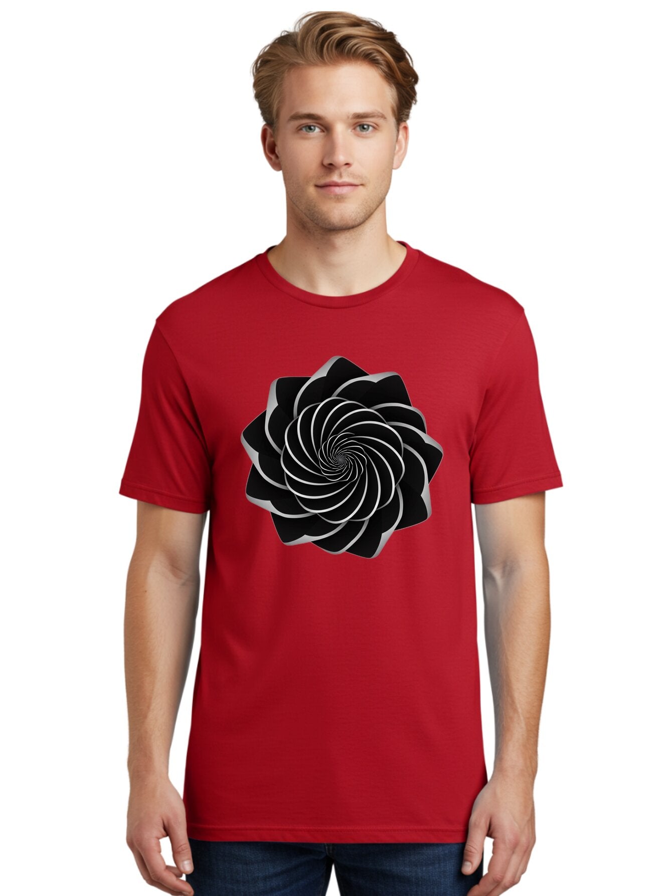 Black-Spiral-1 Men'S Graphic Tee, 100% Cotton, Comfortable Casual Summer Wear, Machine Washable, Vintage Camera, Old Camera, Antique Camera, Black Camera, Classic Photography, Photography Equipment, Nostalgic Device, Film Camera, Camera Art Baq368 18